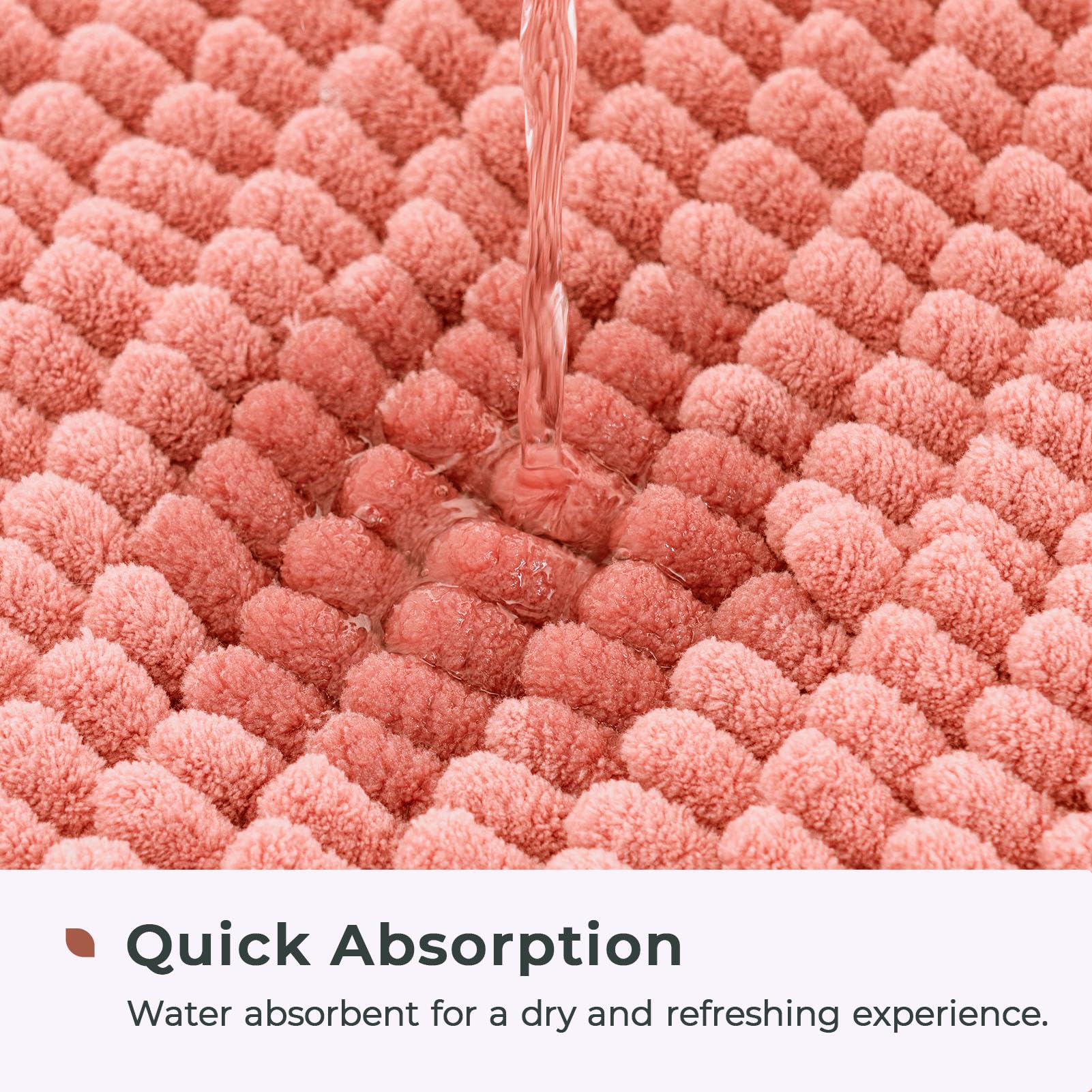 Freshmint Chenille Bathroom Rugs Mat 24''X17'',Non-Slip Bath Mat For Bathroom Floor & Bathtub, Washable Soft Shower Shag Bath Ru