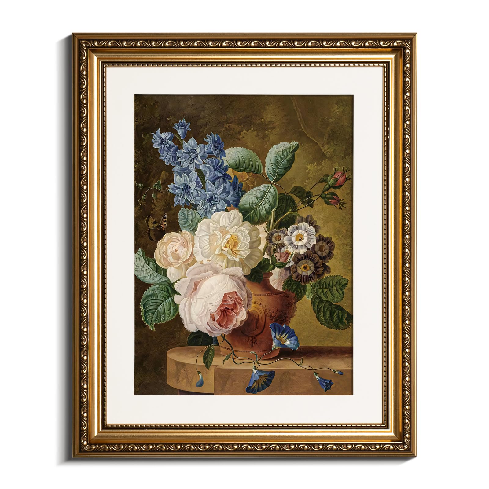 Viyyiea Gold Framed Wall Art Canvas Print Home Decor Vintage Floral Wall Decor Flower Bathroom Art Decor Aesthetic Room Decor Oi