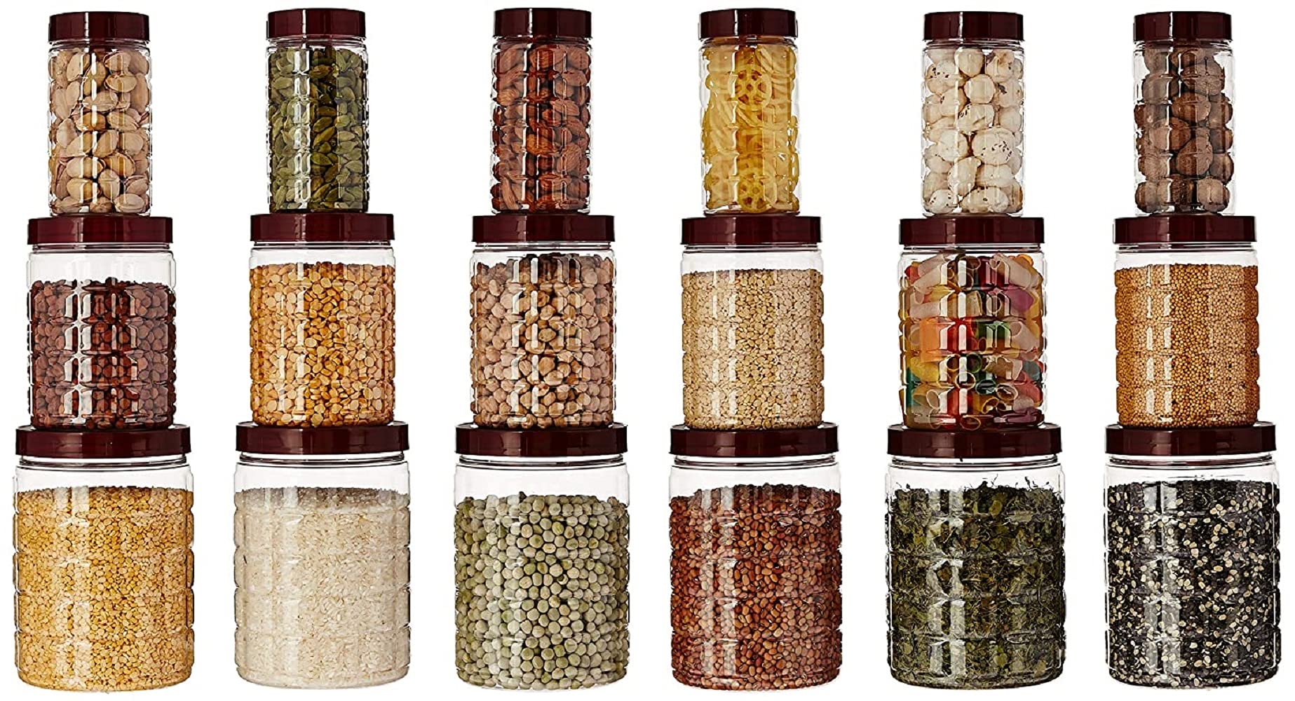 Faverito 18 Pcs Container Set For Kitchen Plastic Transparent Airtight Storage Grocery Containers For Tea, Coffee, Sugar, Spice,