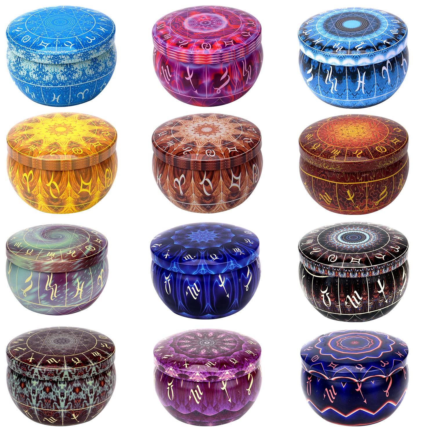 12 Constellations Scented Candles Gift Set 2.5oz Aromatherapy Candles Strong Fragrance Portable Travel Tin Jar Candles Gifts for