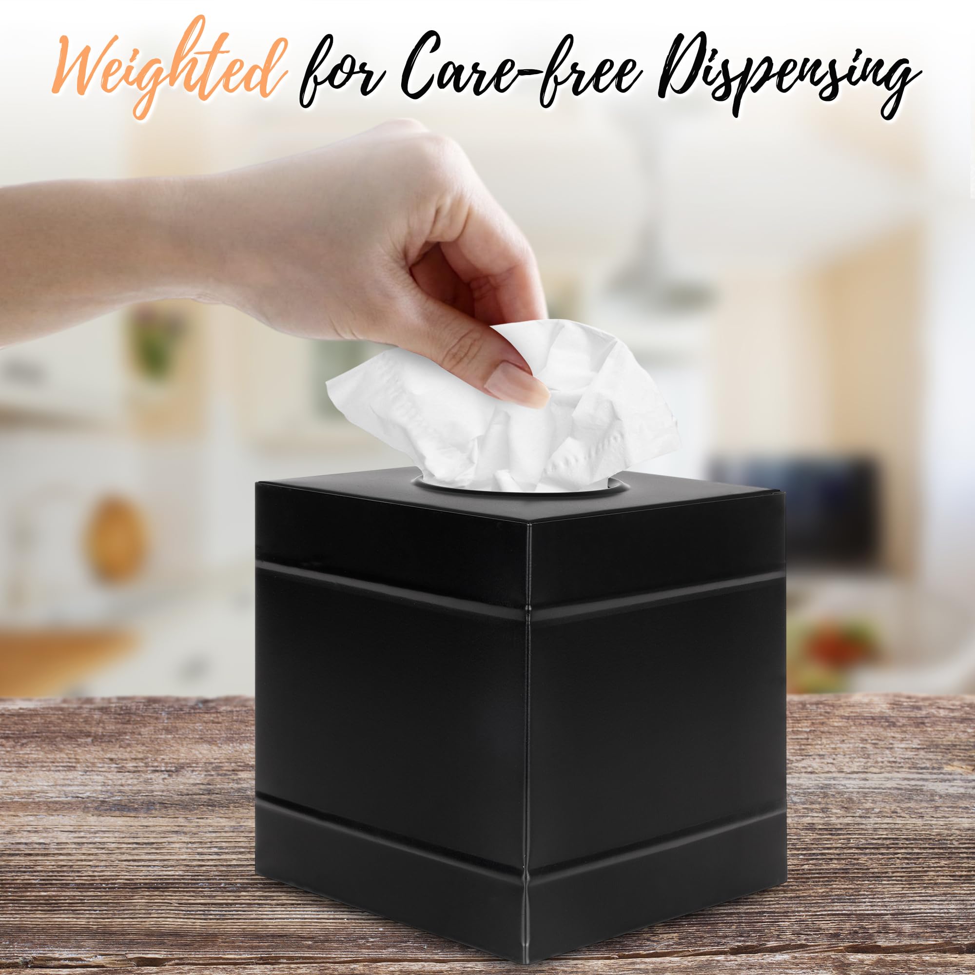 Autumn Alley Farmhouse Black Metal Tissue Box Cover - Industrial Galvanized Metal Tissue Box Holder - Modern Style Decor -Matte