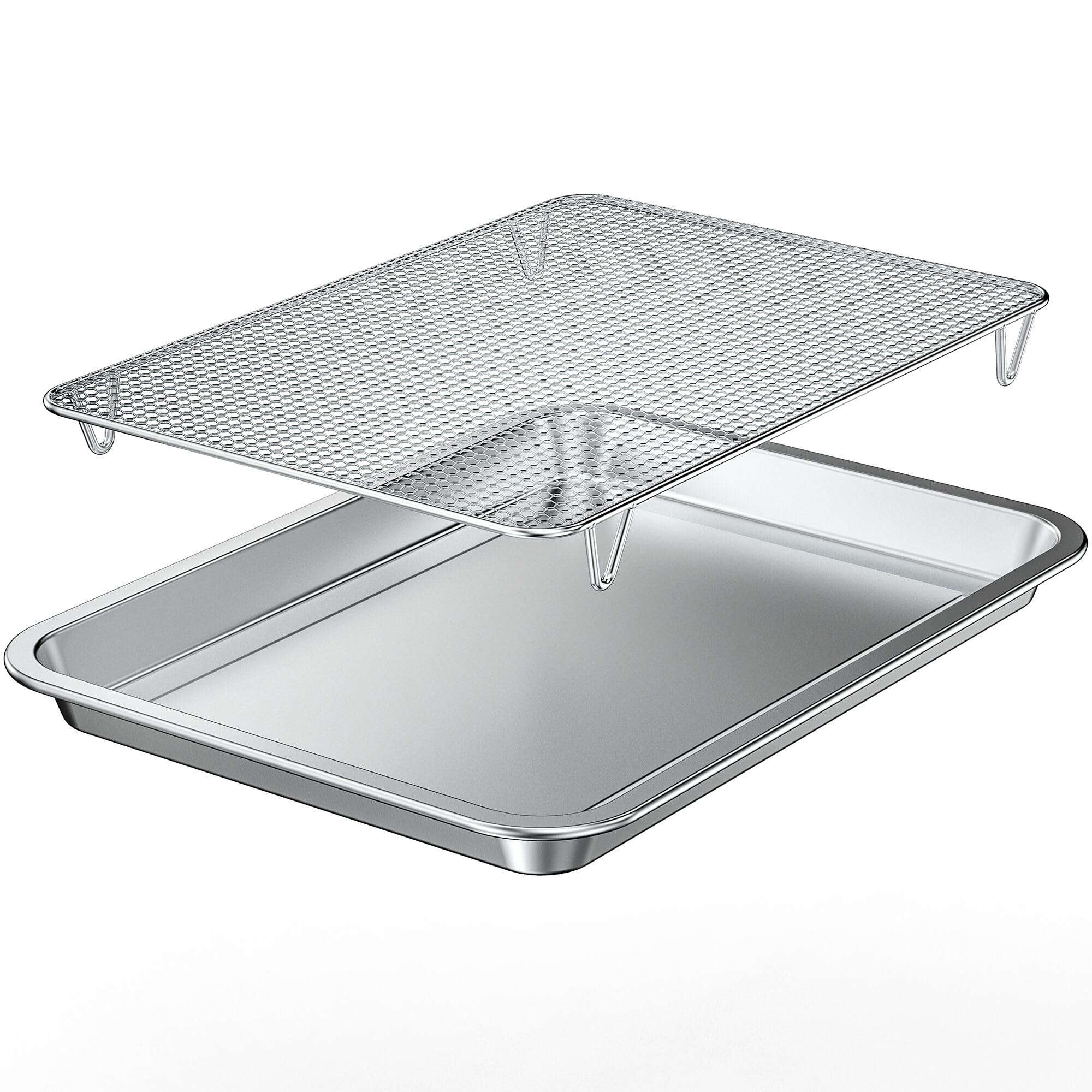 Dobadn Baking Sheet With Wire Rack Set, 15.35''X 11.5'' Stainless Steel Cookie Sheet And Cooling Rack, Non-Stick Cooking Pan Wit
