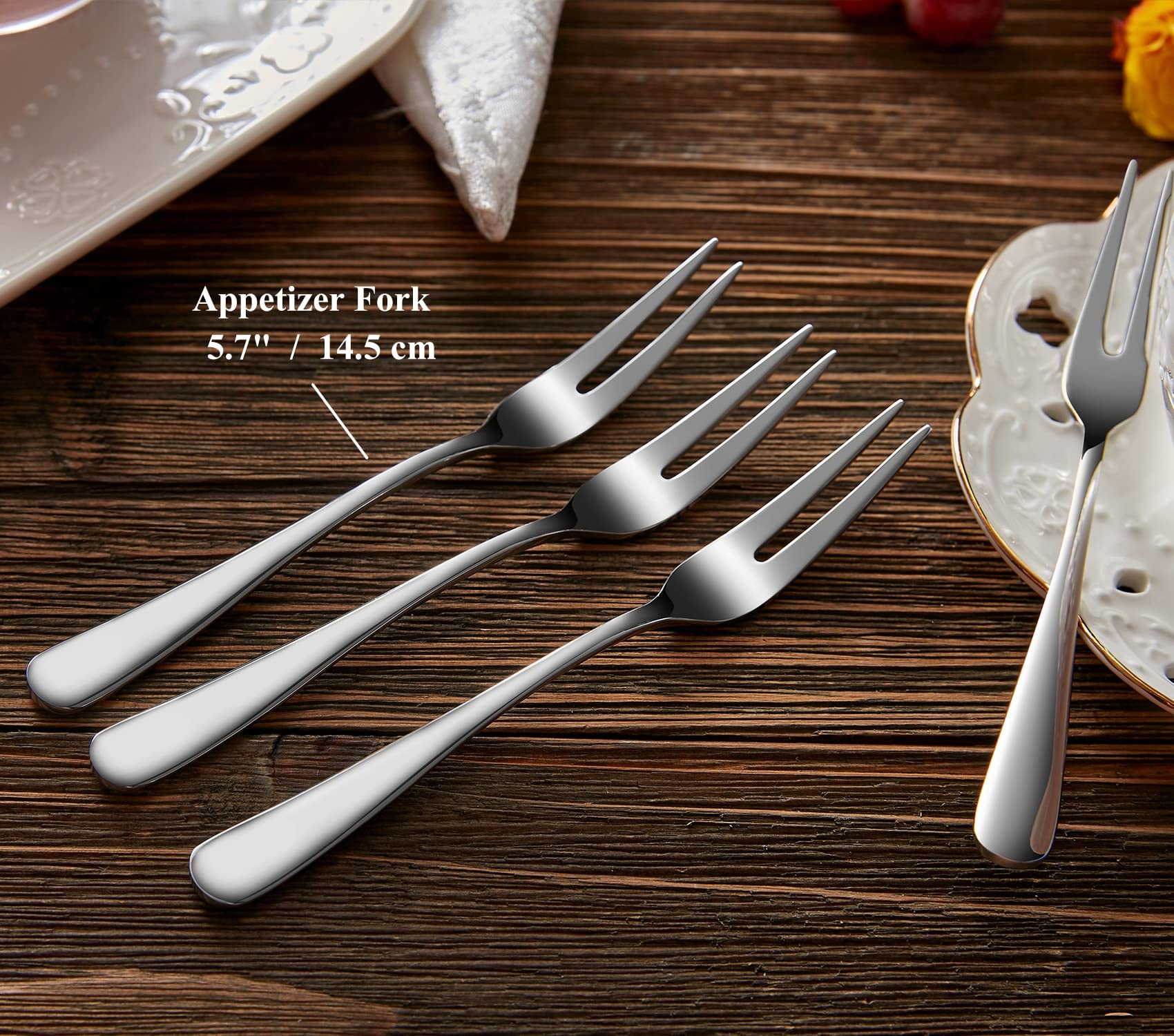Keawell Premium 6-Piece 5.7'' Louise Fruit Forks, 18/10 Stainless Steel, Dishwasher Safe