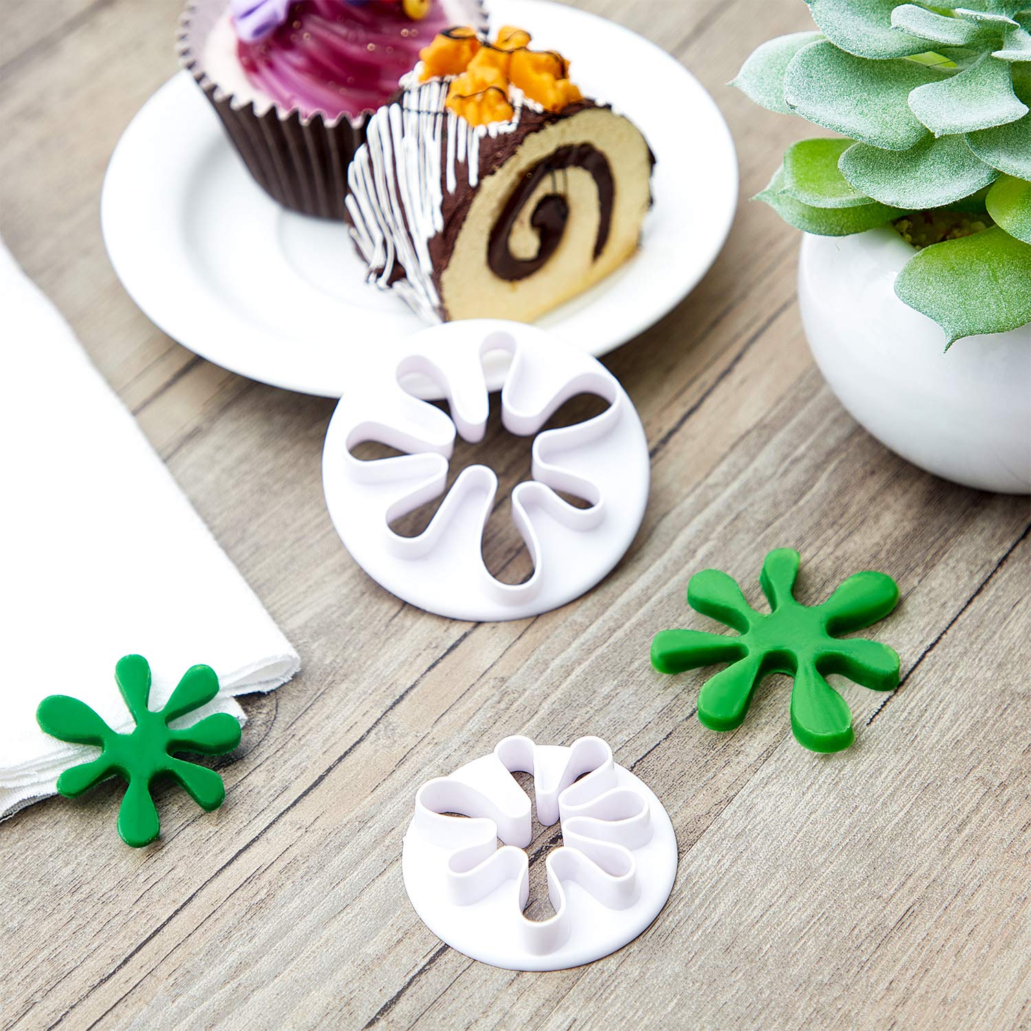 6 Pieces Paint Cookie Mold Splatter Fondant Mold For Cake Cupcake Decoration Polymer Clay Crafting Projects