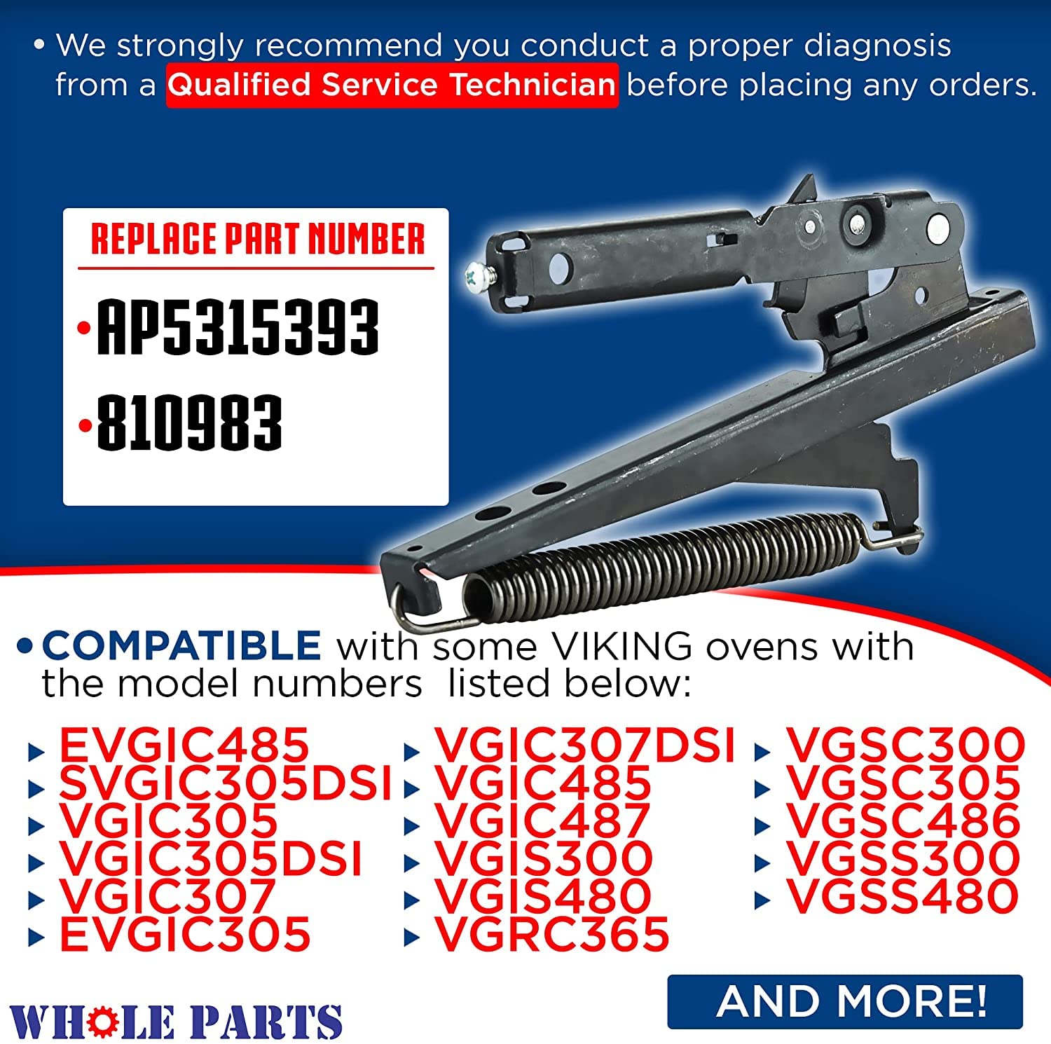Whole Parts Oven Door Hinge (Black) Part # Pc020007 [Enhanced Stronger Version], Replacement And Compatible With Some Viking Ove