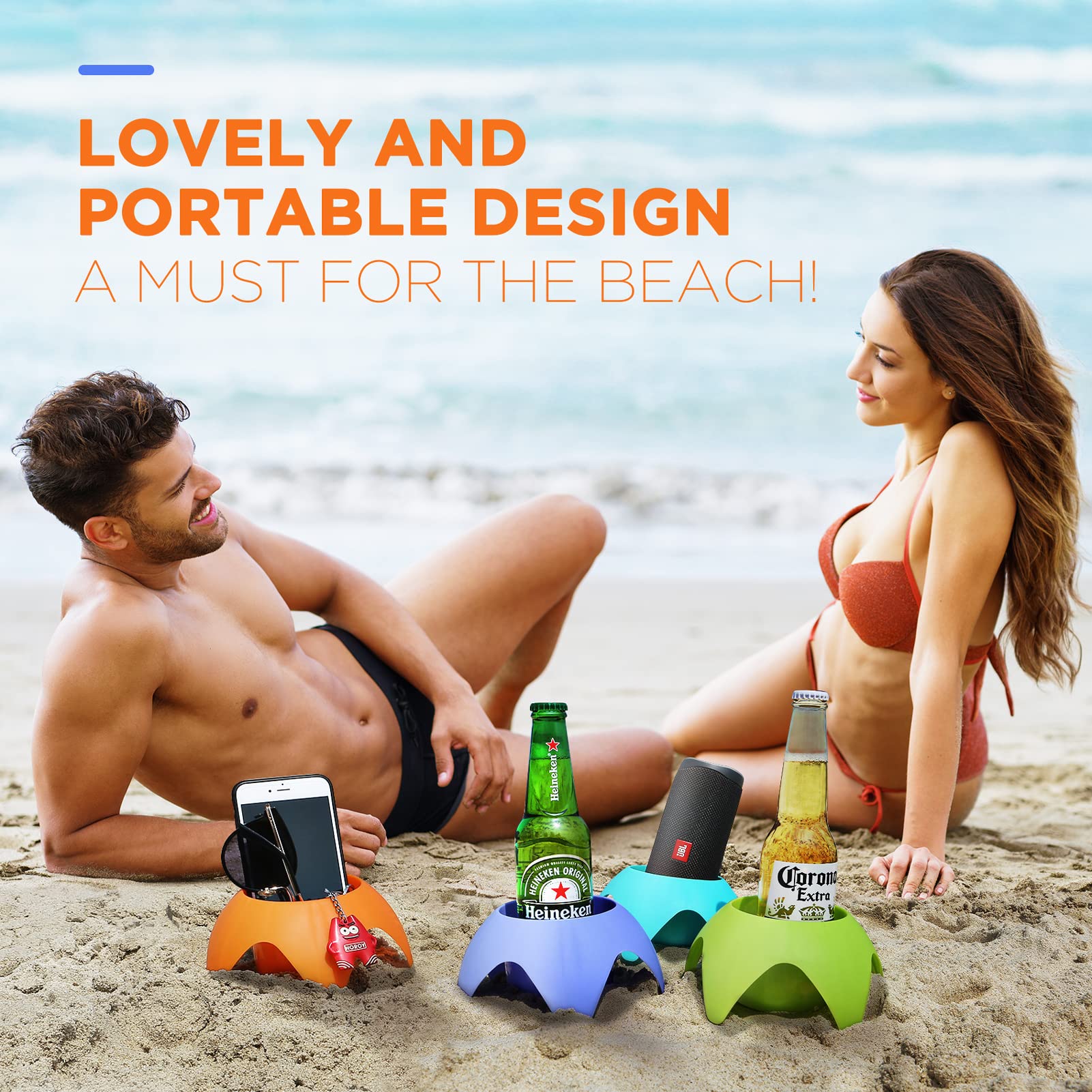 Uarzt 8-Pack Beach Sand Coasters Drink Cup Holders - Must-Have Accessories For Women, Adults, And Families On Beach Vacation - M