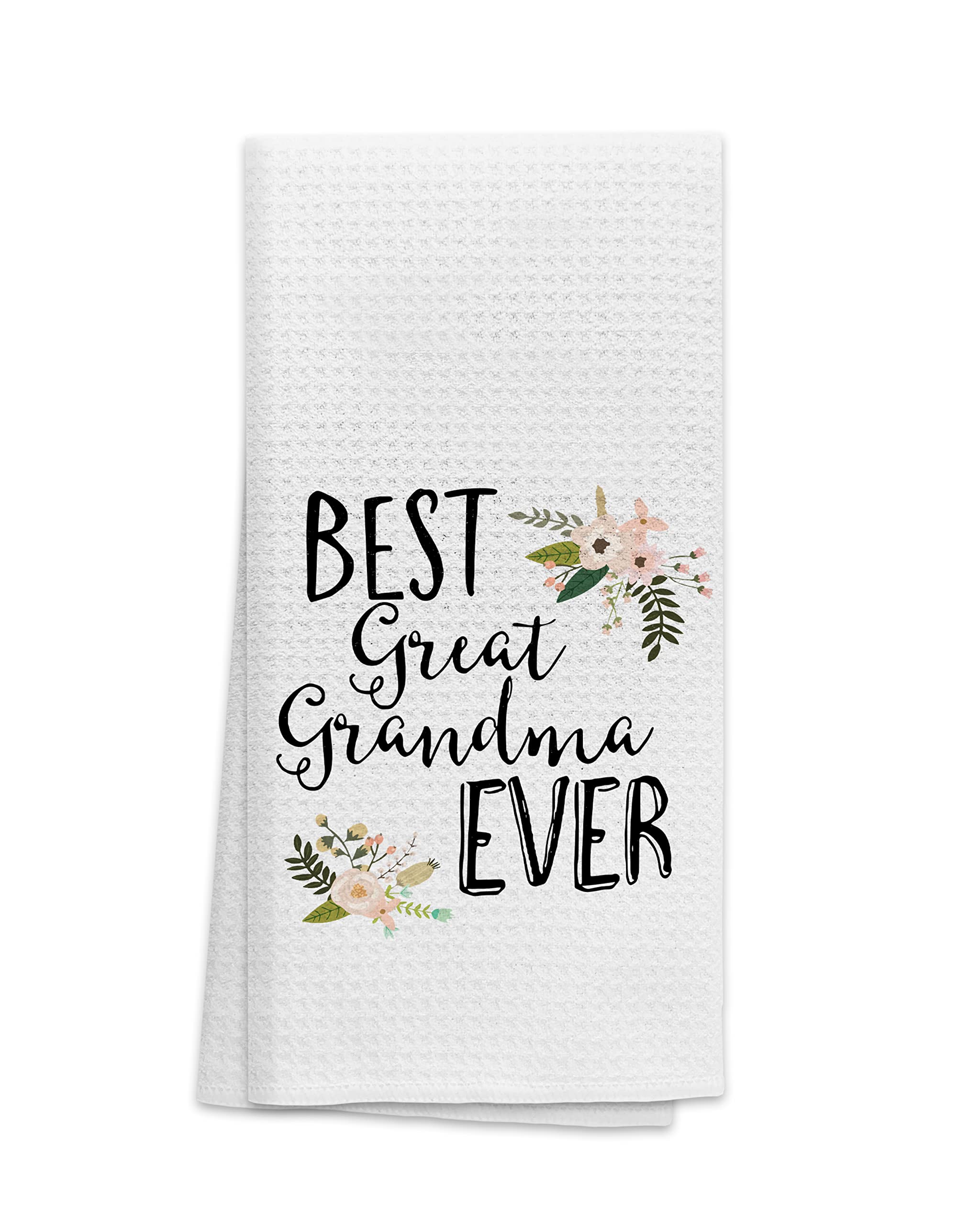 Ohsul Best Great Grandma Ever Floral Absorbent Kitchen Towels Dish Towels Dish Cloth,Grandma Mother'S Day Hand Towels Tea Towel