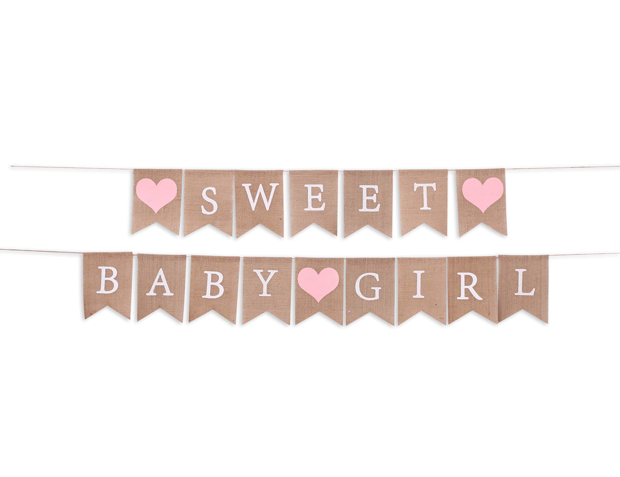 Sweet Baby Girl Burlap Banner - Sweet Baby Boy Shower Decorations, Rustic Baby Shower Decorations, Photo Decoration Props (Sweet