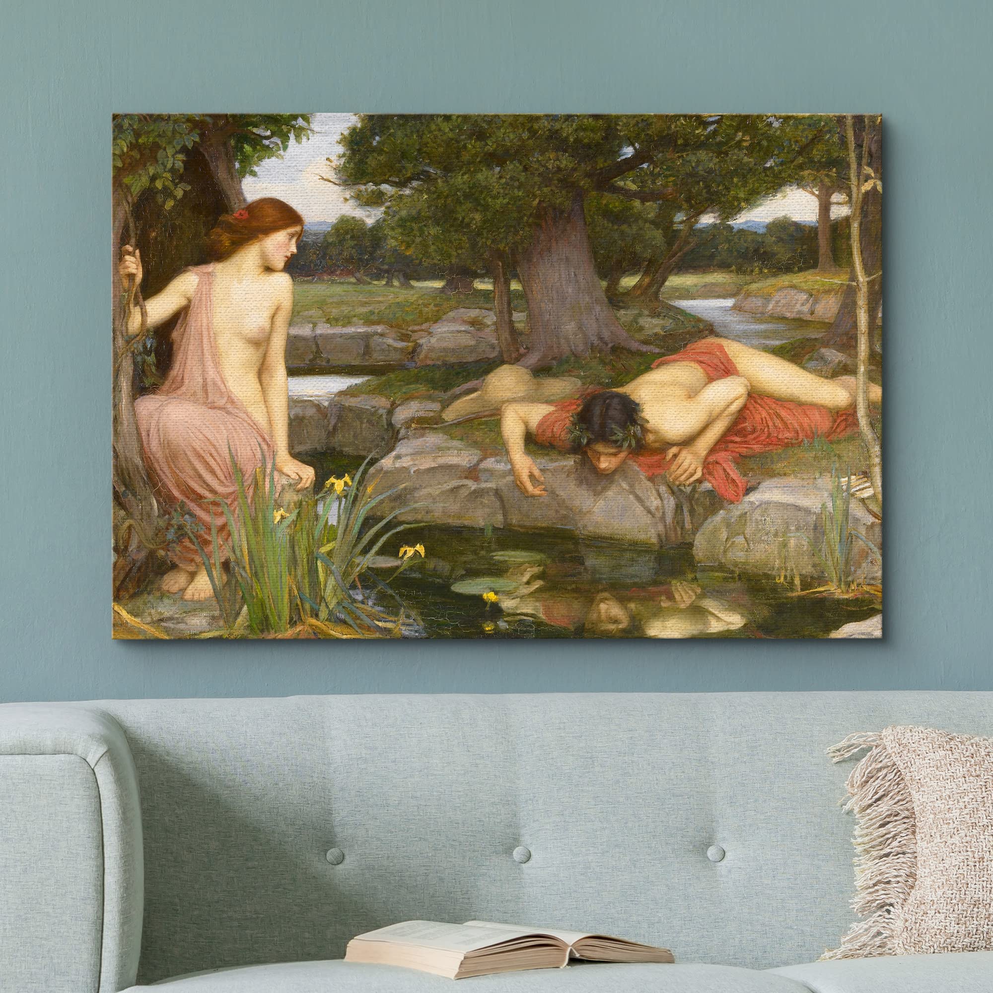 Wall26 Canvas Print Wall Art Echo & Narcissus By John William Waterhouse People Historic Illustrations Fine Art Traditional Colo