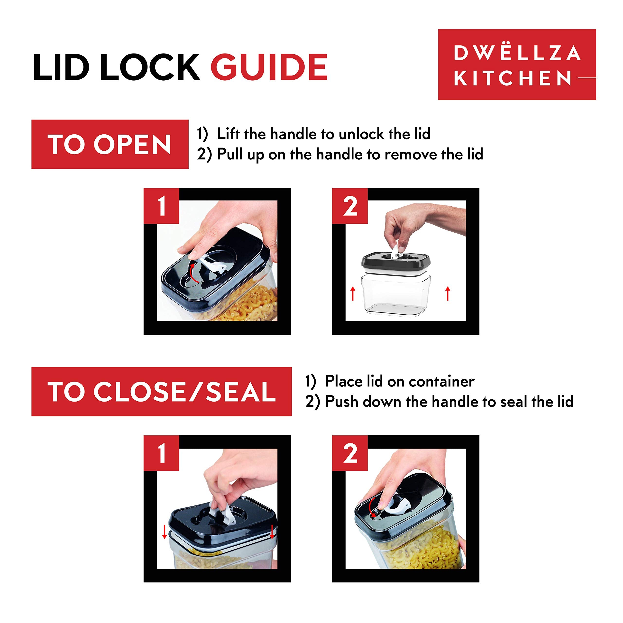 Dwllza Kitchen Large Airtight Food Storage Containers - Clear Plastic Bulk Food Pantry & Kitchen Storage Containers For Flour, S