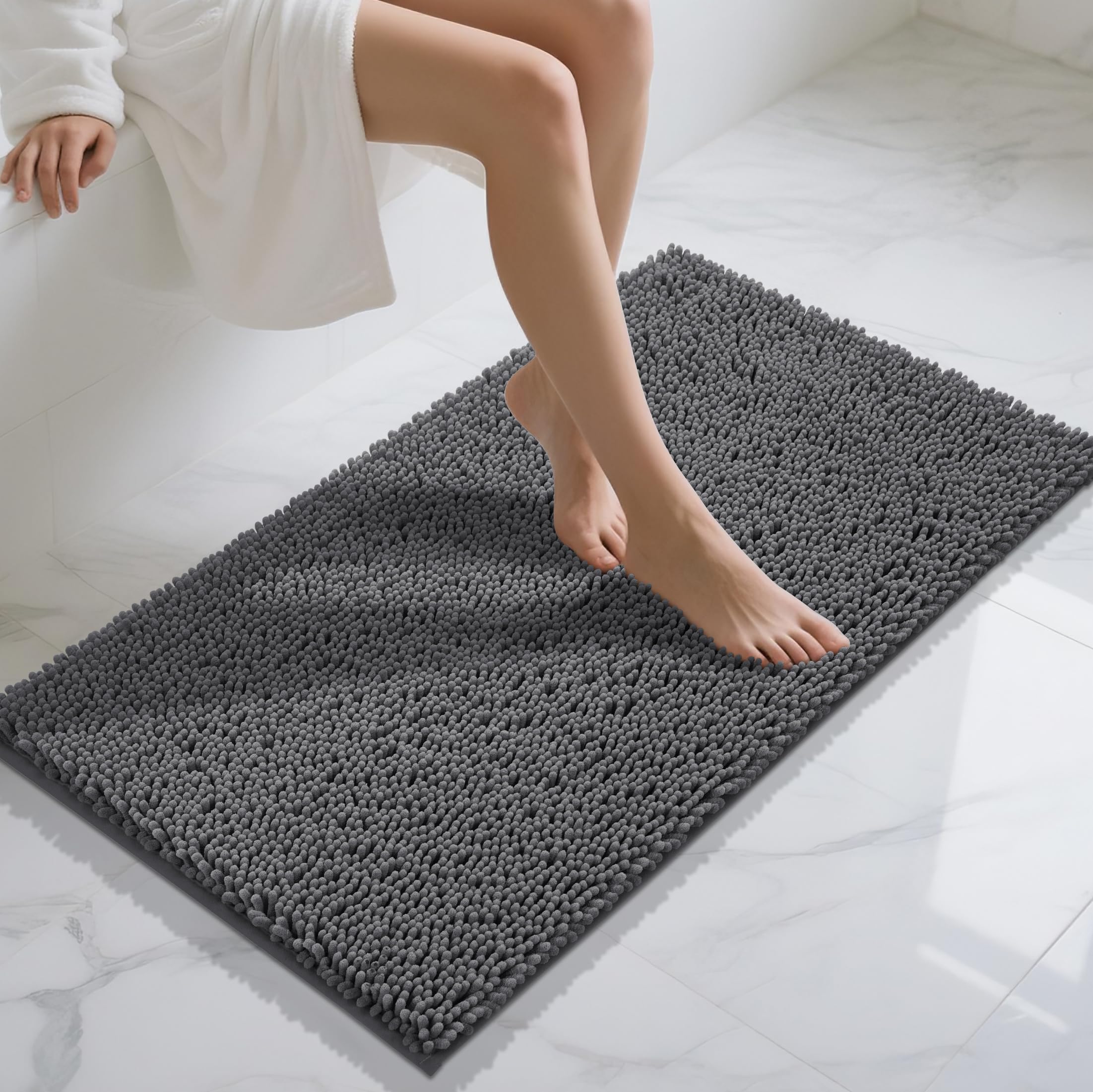 Yimobra Bathroom Rugs, Extra Soft Chenille Bath Rugs, Non-Slip, Water Absorbent And Thickdurable Floor Mat With Machine Washable