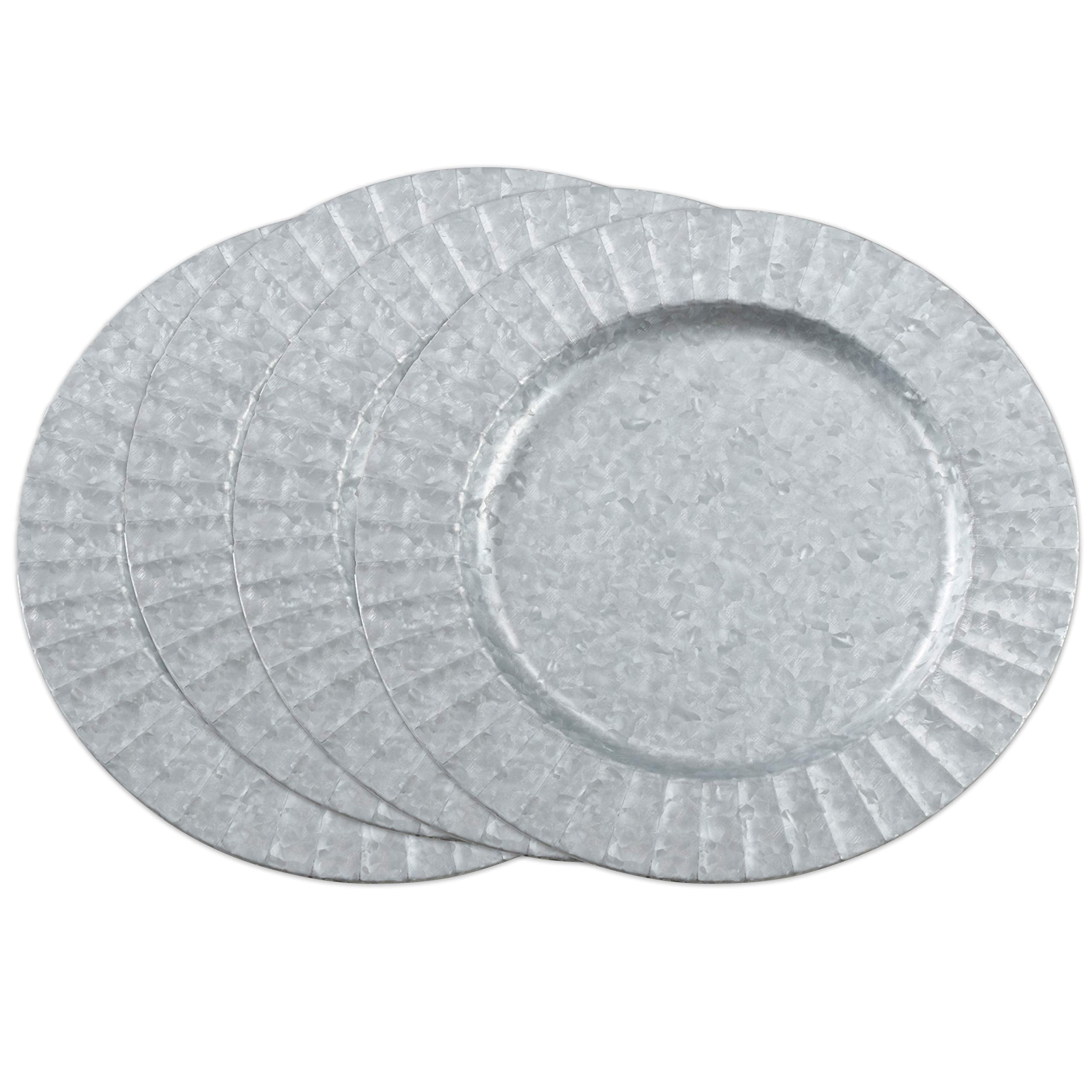 Metal Charger Plates With Ruffled Galvanized Design (Set Of 4)