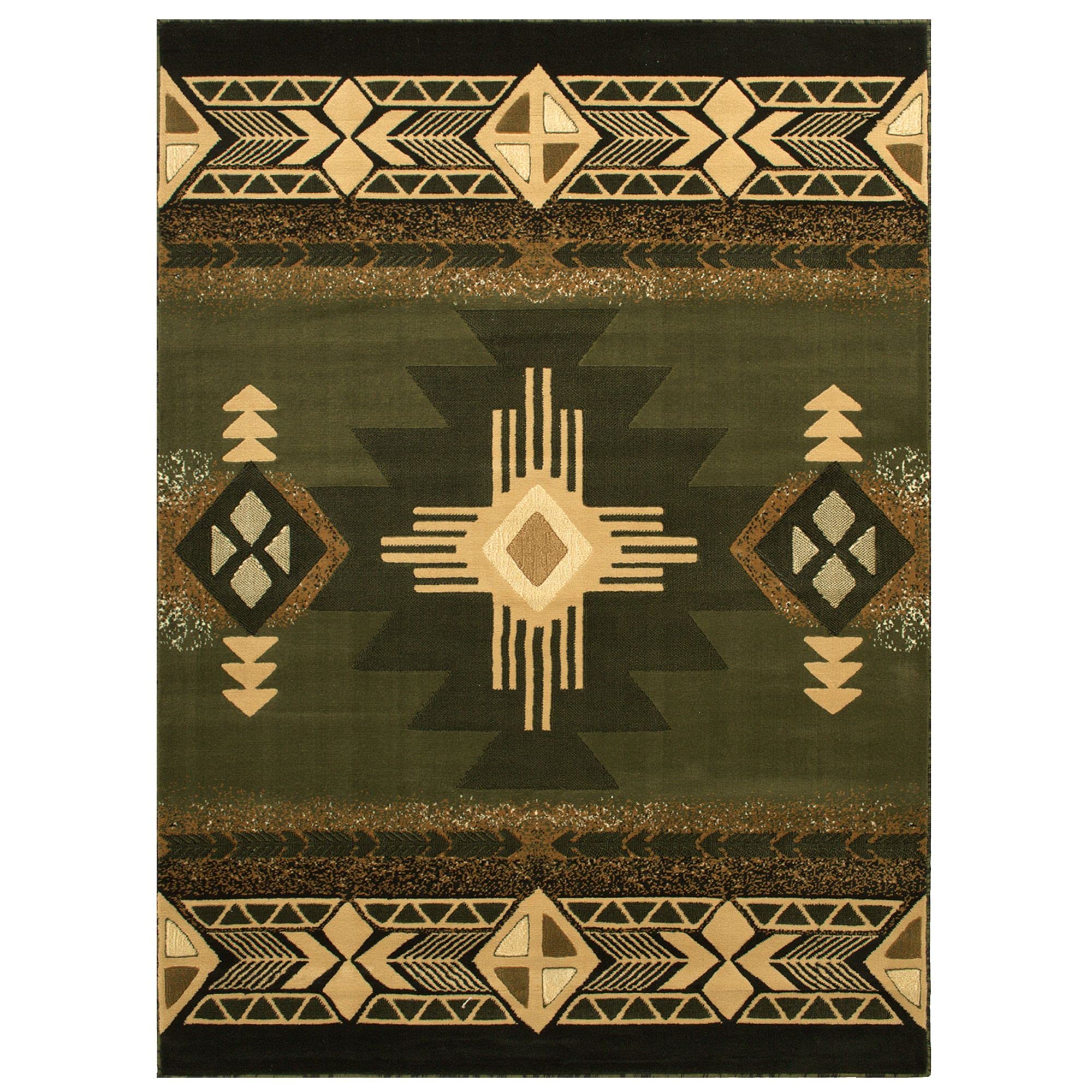 YHSF South West Native American Area Rug C318 (Sage Green, 5 Feet x 7 Feet)