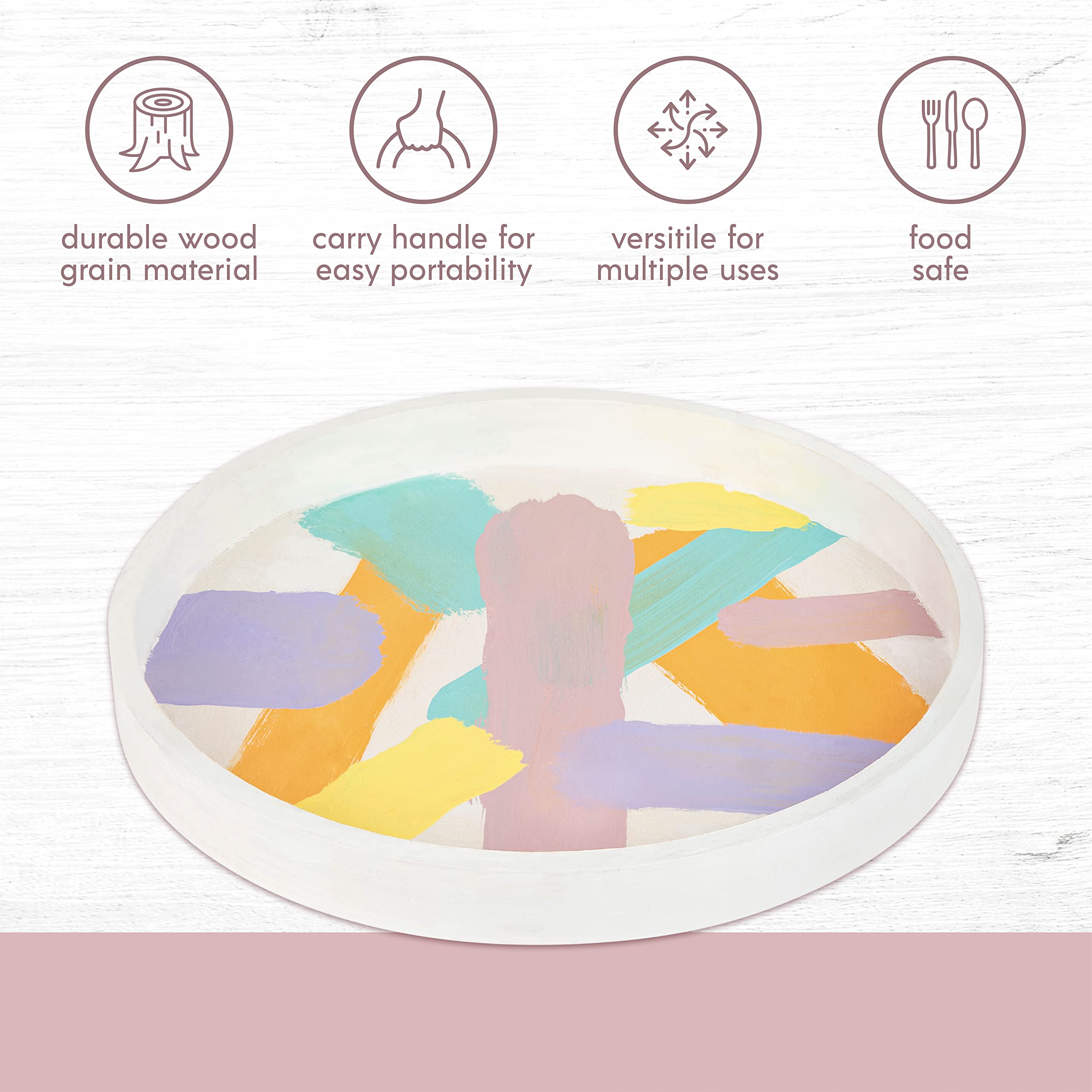 Wooden Round Trays For Serving - Five Piece Nested Breakfast Tray - Wood Crafts Trays For Organizing | Bathroom Tray - Food Tray