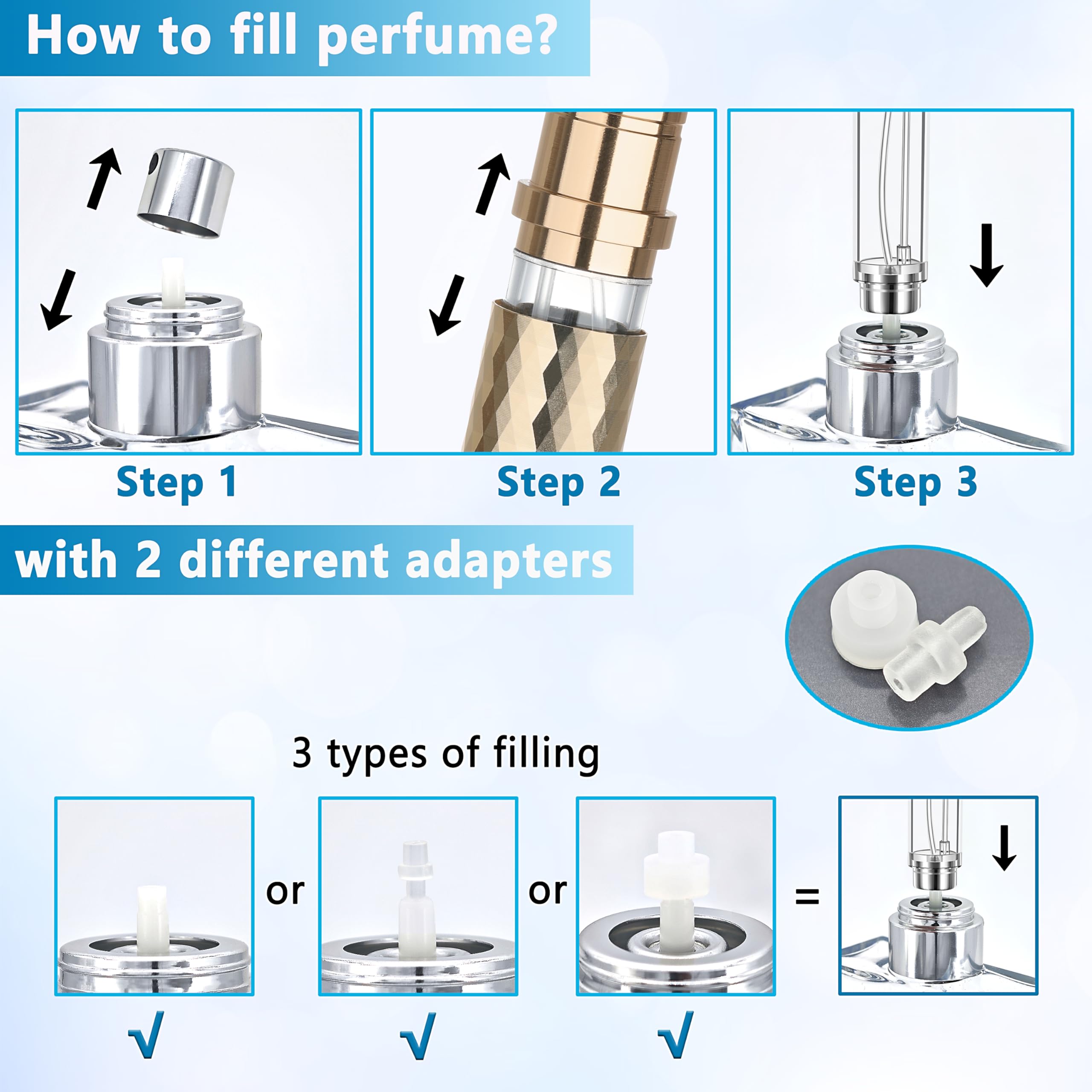 Qavhun Travel Perfume Atomizer Bottle Refillable - 5Ml Leakproof Fragrances Perfume Atomizer, Portable Perfume Sprayer, Perfume