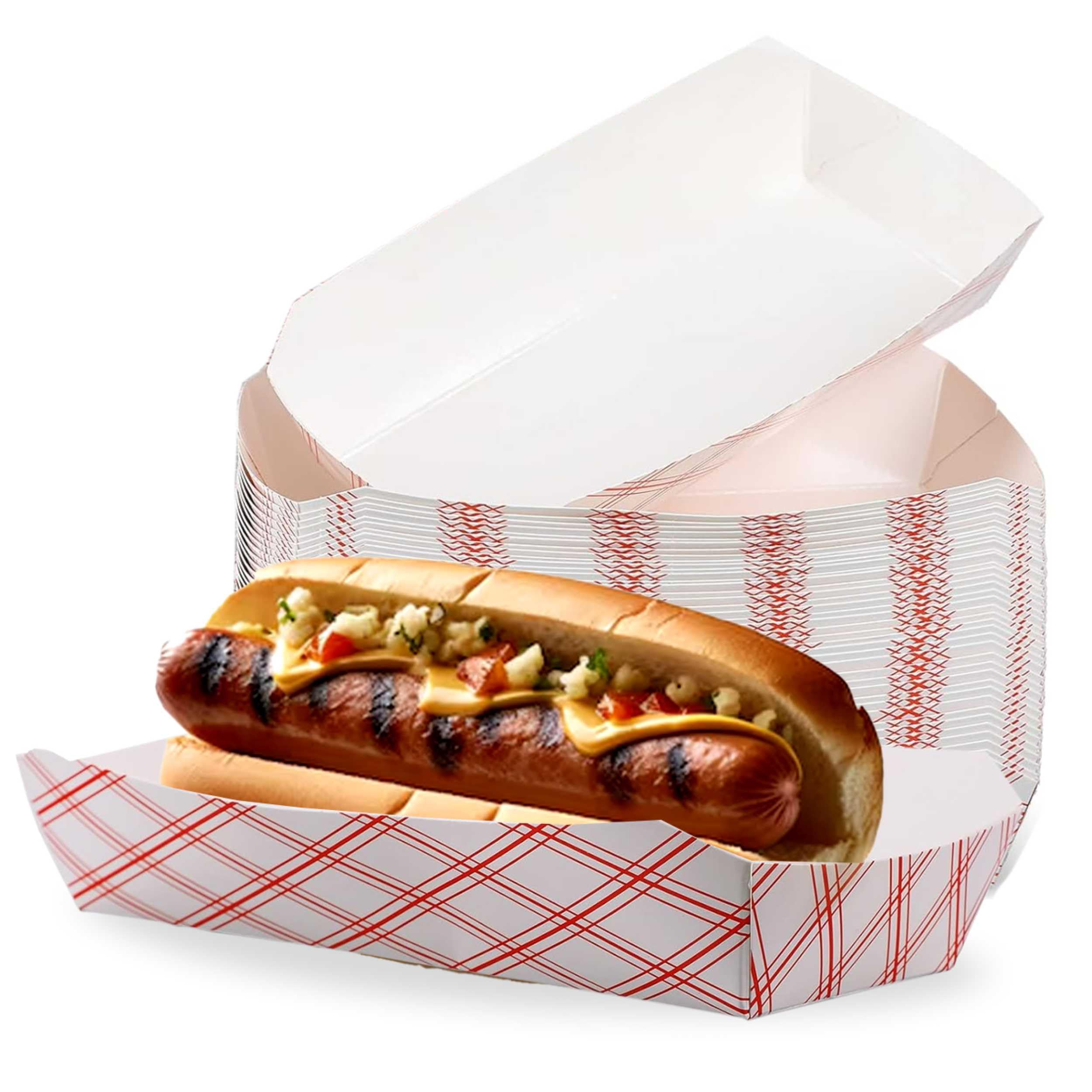 7'' Paper Hot Dog Trays- Pack Of 50Ct