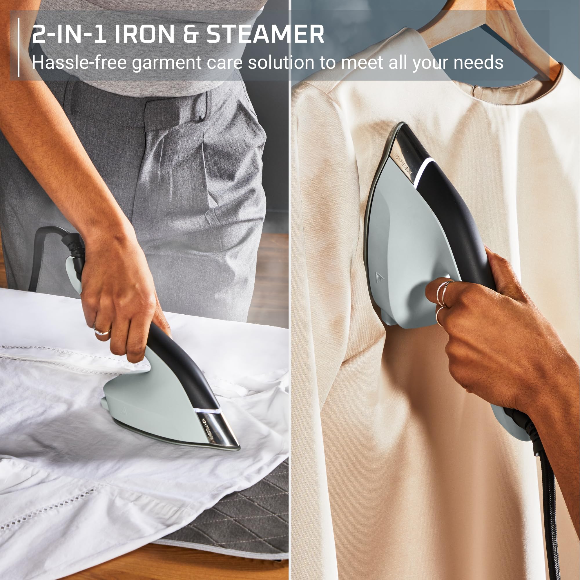 Rowenta, 2-In-1 Duo Force Iron And Steamer For Clothes, 1700W Steam Iron, Stainless Steel Soleplate, Ultra-Lightweight, Detachab