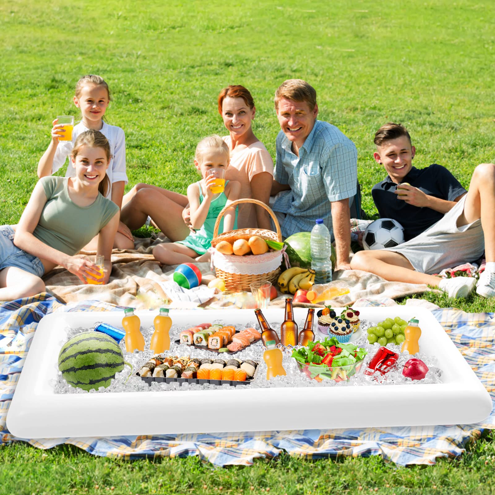 Jasonwell 3 Pcs Inflatable Serving Bars Ice Buffet Salad Serving Trays Food Drink Holder Cooler Containers Indoor Outdoor Bbq Pi