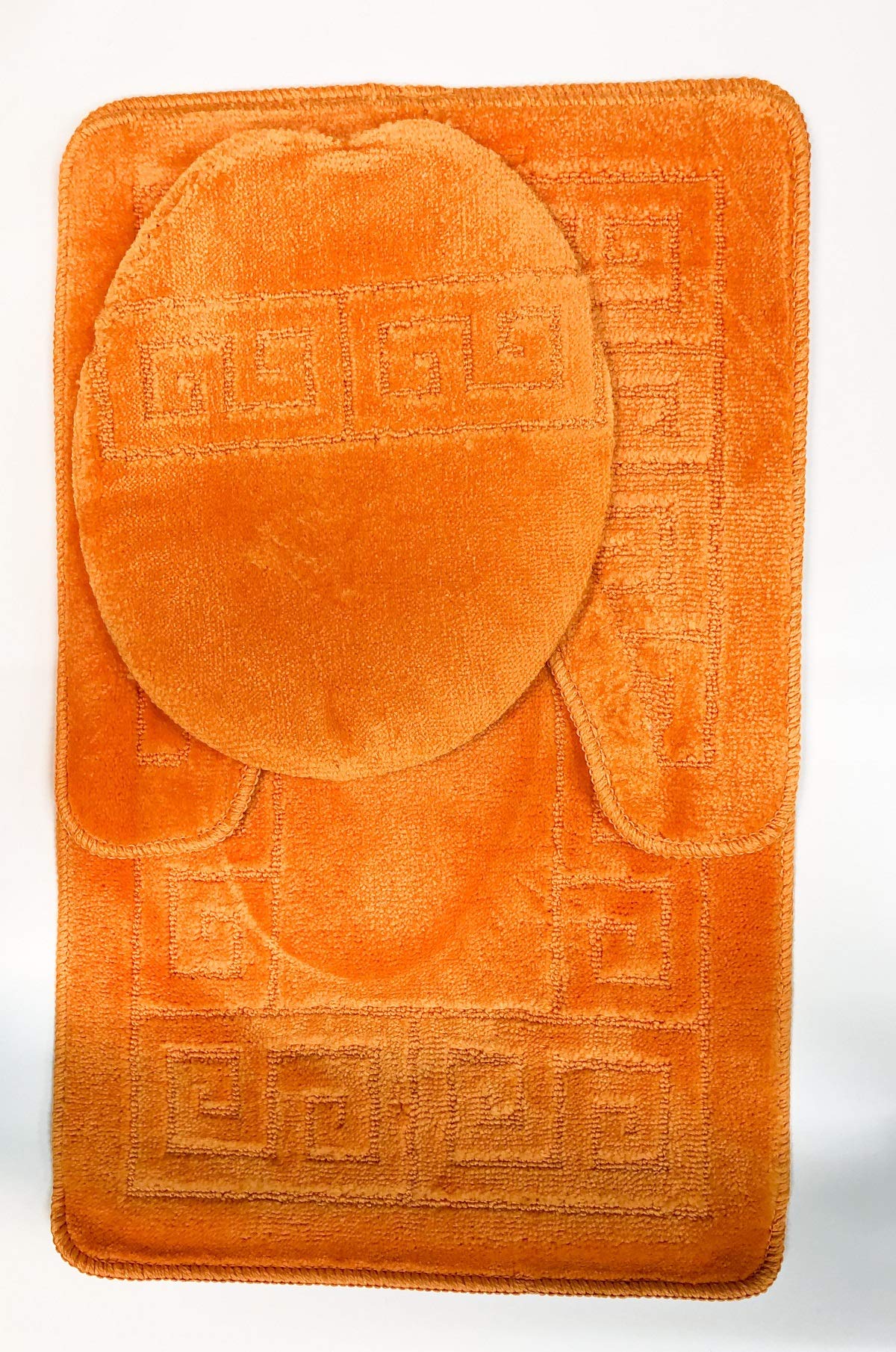 Wpm World Products Mart Bathroom Rugs Sets 3 Piece Bath Set Pattern Rug (20''X32'')/Large Contour Mats (20''X20'') With Lid Cove