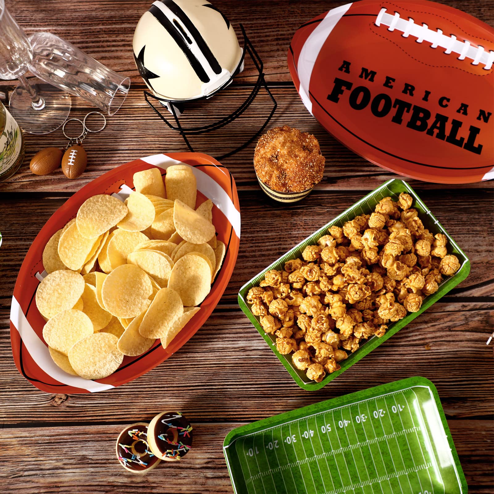 Cunhill Football Party Trays American Football Serving Trays Reusable Food Plates Football Snack Tray Dessert Platter For Footba
