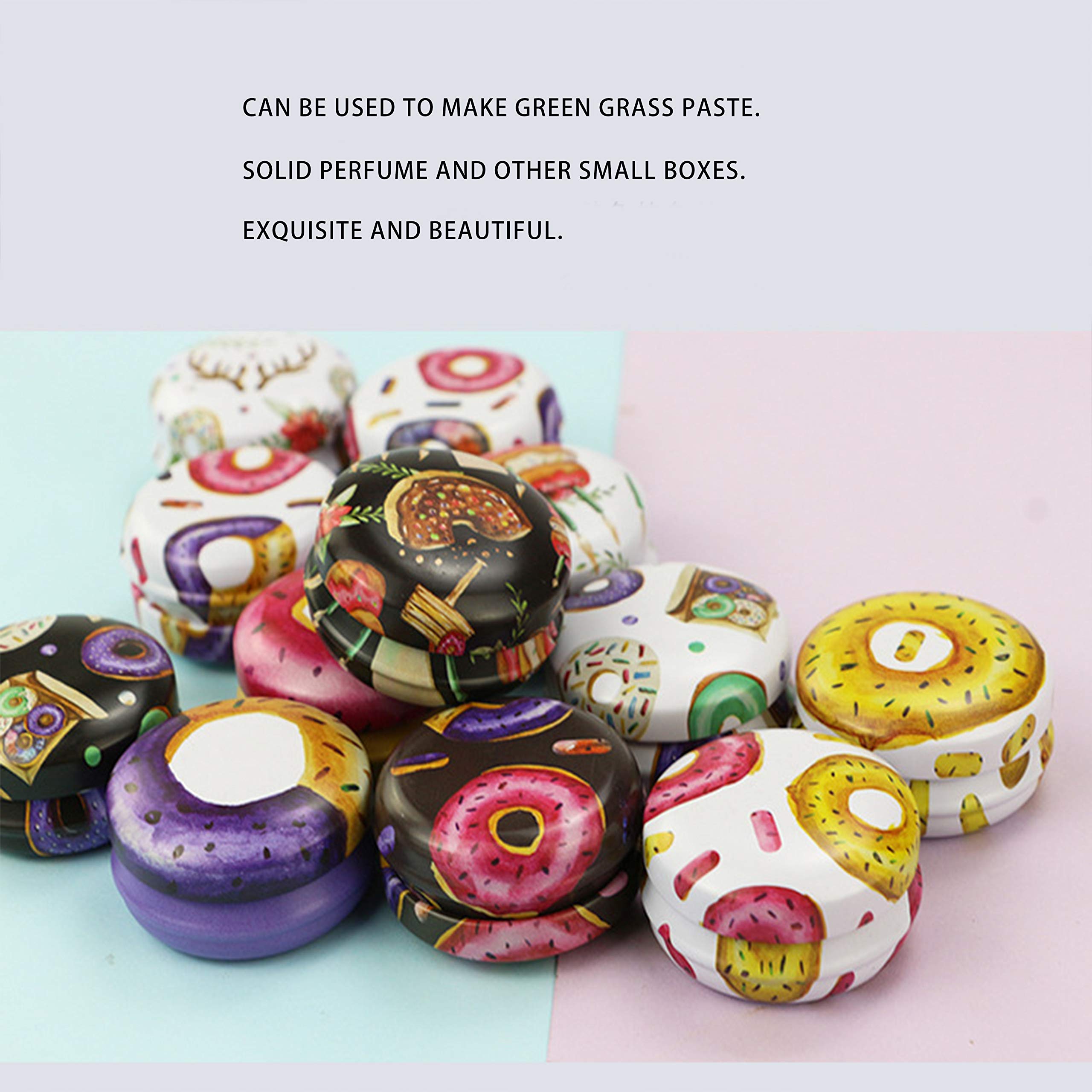 Rarapop 12 Pack Round Empty Tins Box Candle Jars, Lovely Cartoon Mini Travel Tin Cans, 20Ml Refillable Container Bottle For Cand