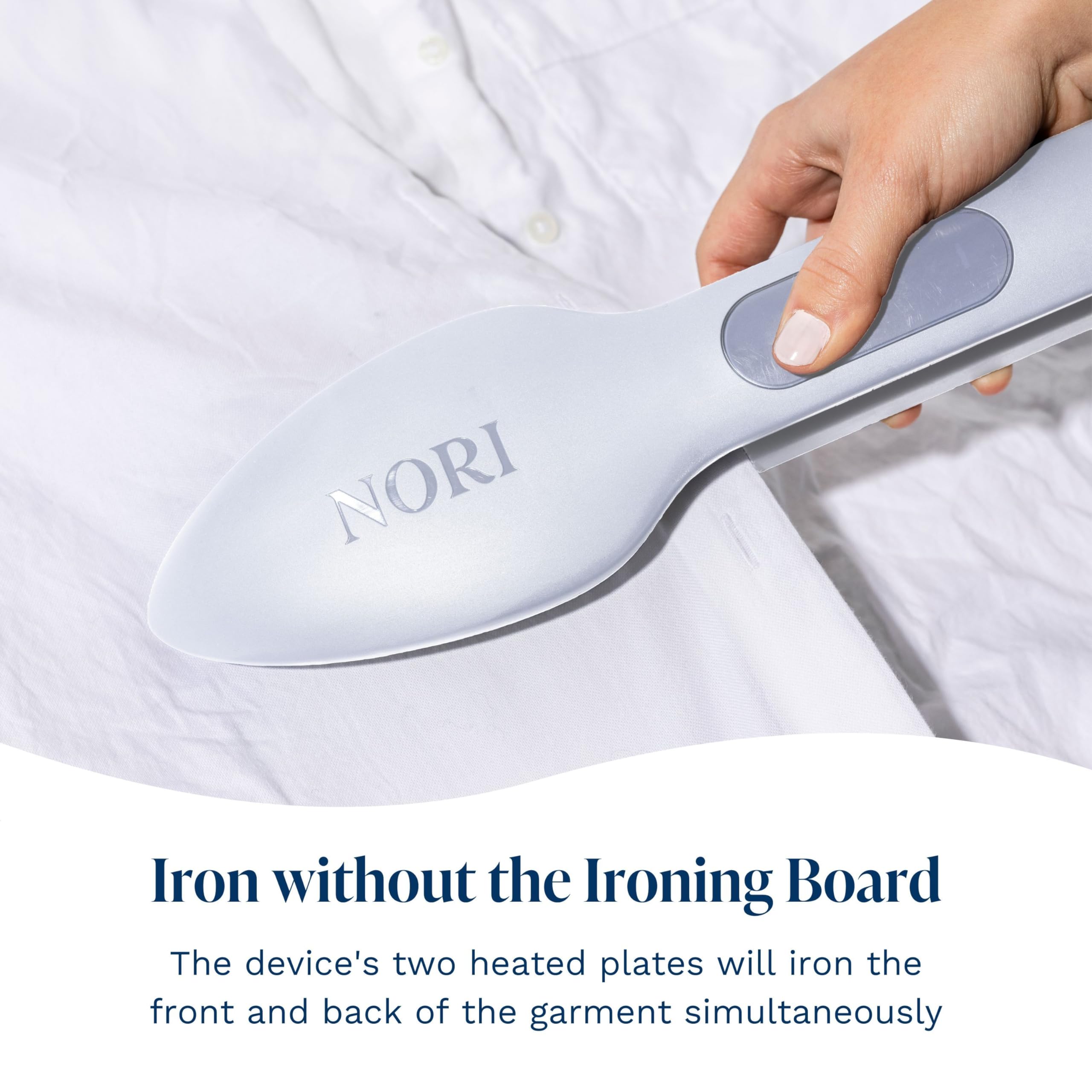 NORI Nori Press Travel Steam Iron - Handheld, 6 Fabric Settings, White, 17.5"x5.65"x3.15", Model NPG2, No Ironing Board