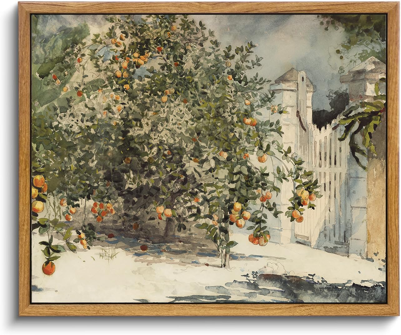 Kbkbart Framed Vintage Wall Art Kitchen Decor, Farmhouse Kitchen Wall Art Prints Orange Tree Vintage Watercolor Painting, Rustic