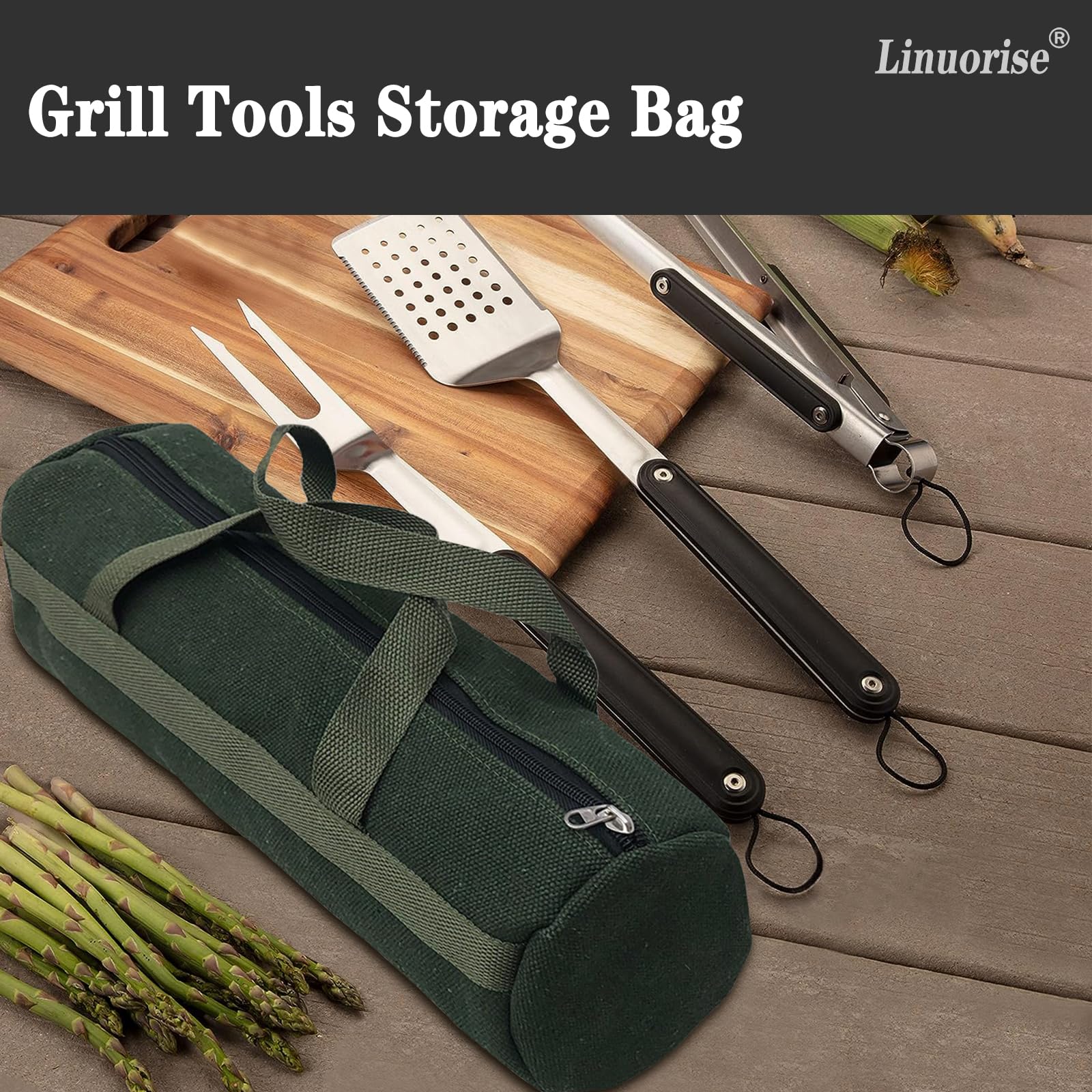 Linuorise Grill Accessory Storage Bag, Tools Storage For Outdoor Grilling, Extra Thick Grill Tools Storage Bag, Suitable For Gri