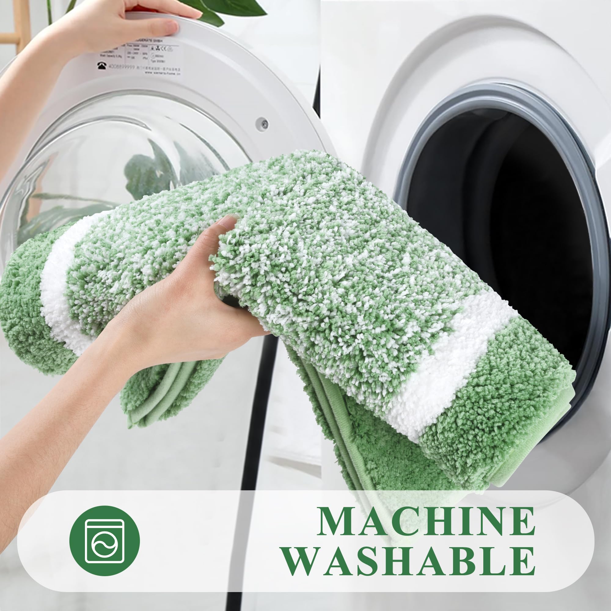 Pauwer Bathroom Rug Mat Set 3 Piece, Microfiber Shaggy Bath Set, Non-Slip Ultra Soft Carpet Mats, Absorbent With U-Shaped Toilet