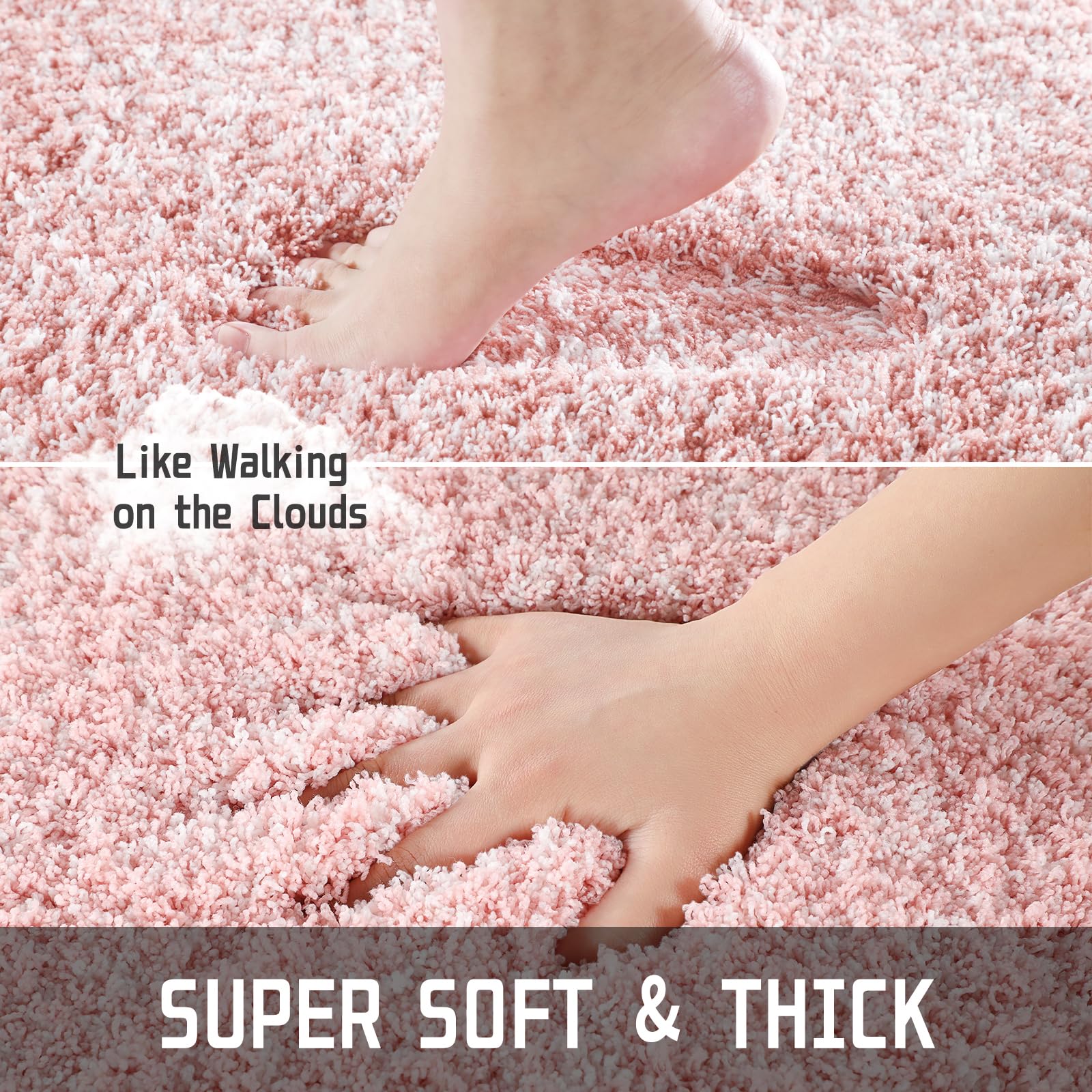 Yimobra Bathroom Rugs Non Slip Washable 24X17, Ultra Soft And Water Absorbent Bath Mats, Plush Fluffy Shower Mat Outside, Microf