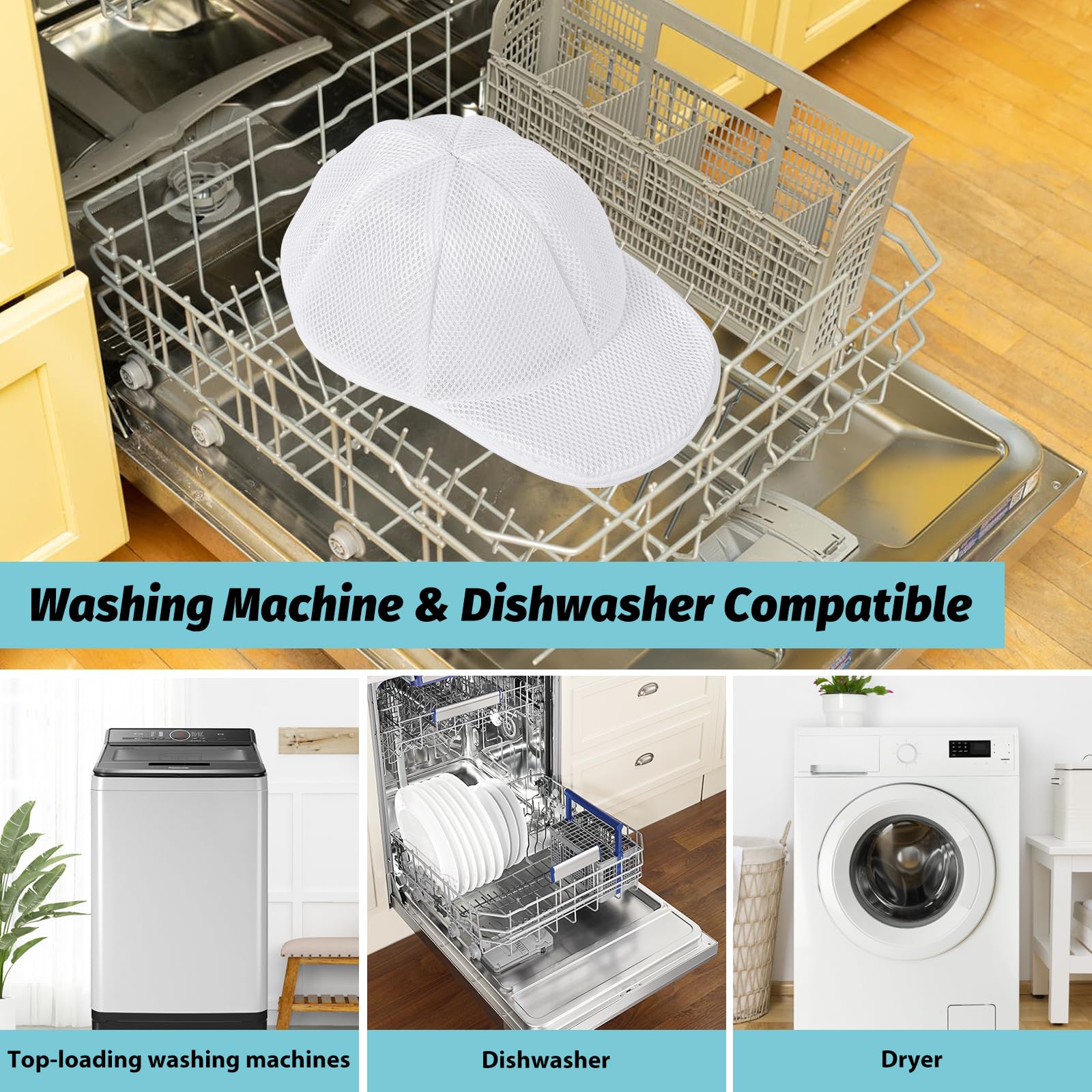 Coopache 1 Pack Hat Washer Cage For Washing Machine Ball Cap Washer Hat Cleaner For Baseball Caps Cleaning Holder Frame With Hat