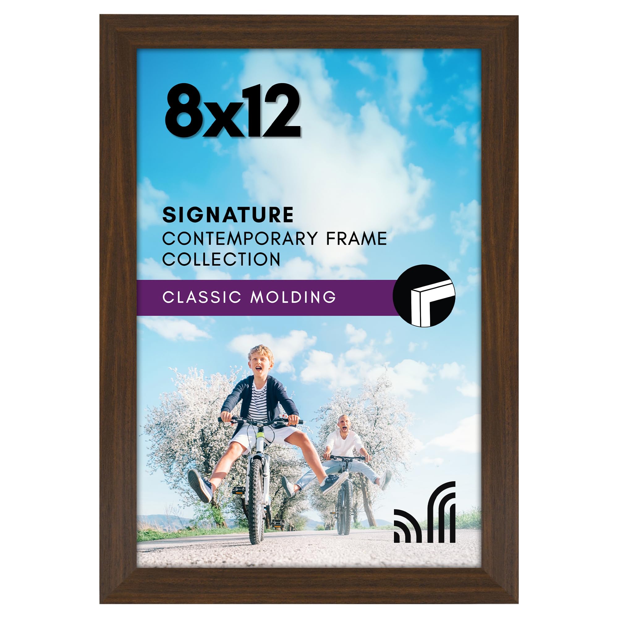 Americanflat 8x12 Picture Frame with Shatter-Resistant Glass - Signature Collection - Gallery-Style Frames Made of Engineered Wo
