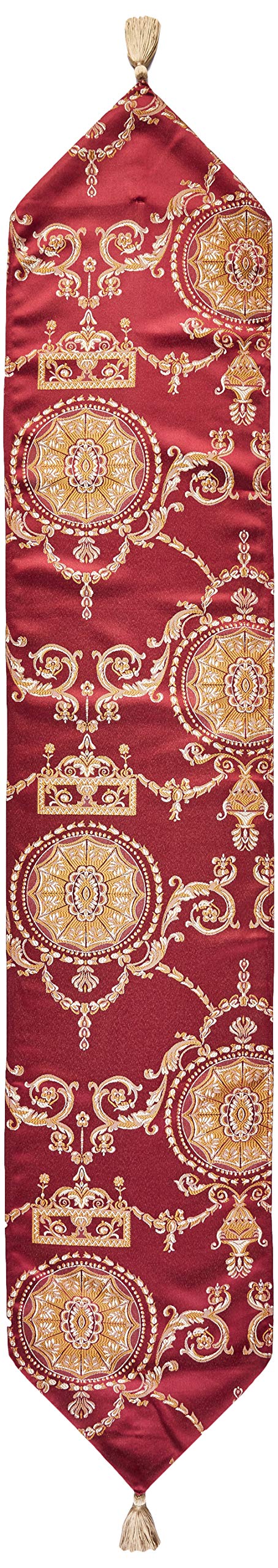 Prestige Damask 13'' X 70'' Burgundy Table Runner