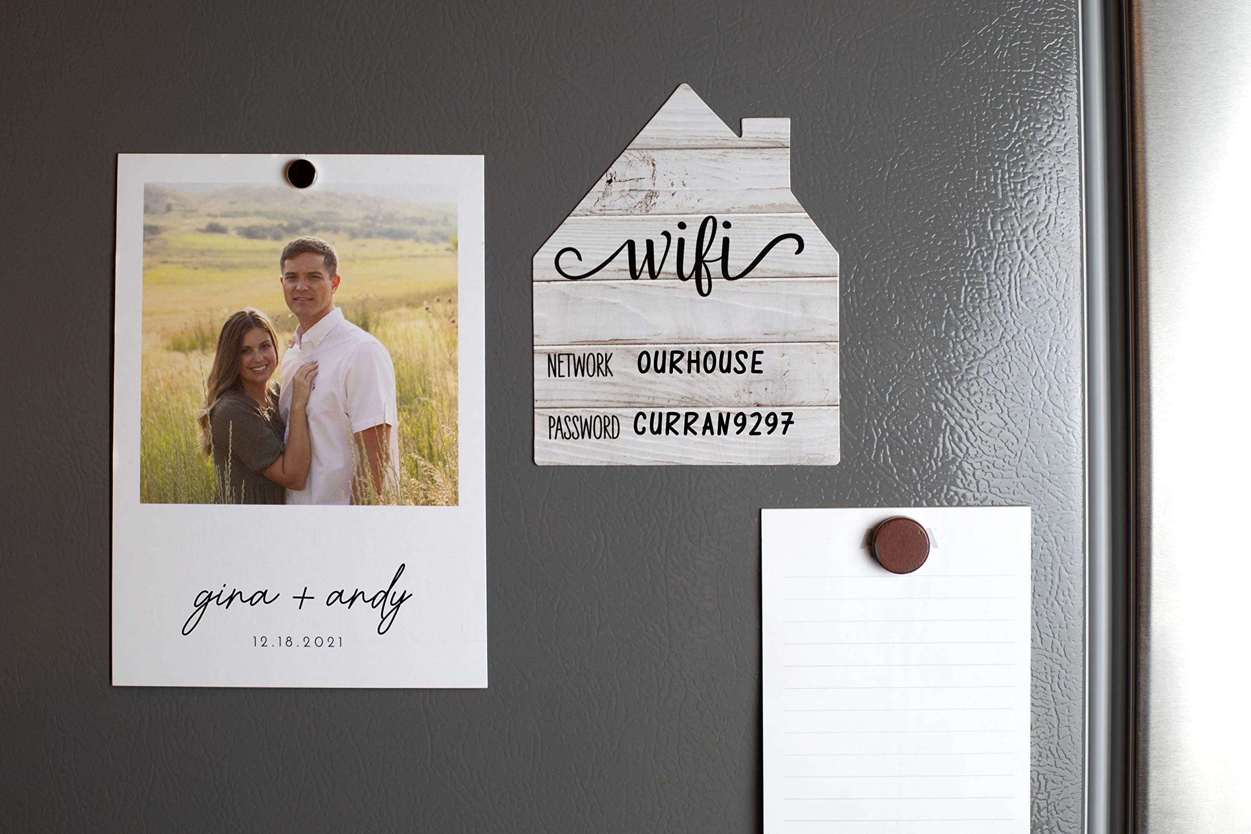 Rustic White Wifi Password Sign, Rustic Farmhouse Fridge Magnet, Wifi Password Sign For Home With Black Wet Erasable Pen, Magnet