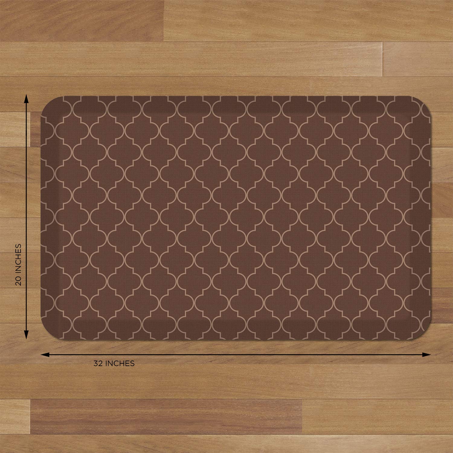 Newlife By Gelpro Anti-Fatigue Designer Comfort Kitchen Floor Mat, 20X32   , Trellis Walnut Stain Resistant Surface With 3/4
