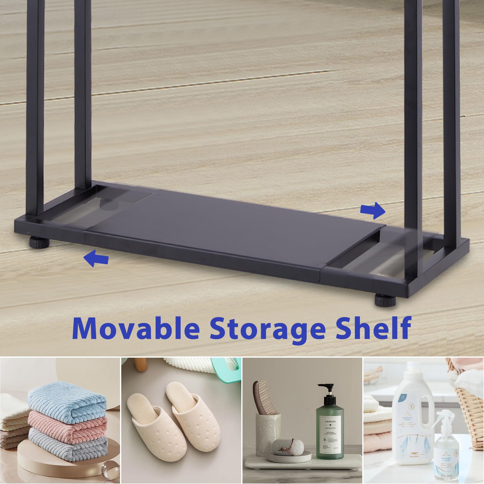 Standing Towel Racks For Bathroom, 39'' Tall 2 Tier Bathroom Towel Stand With Storage Shelves, Modern Standing Pool Drying And D