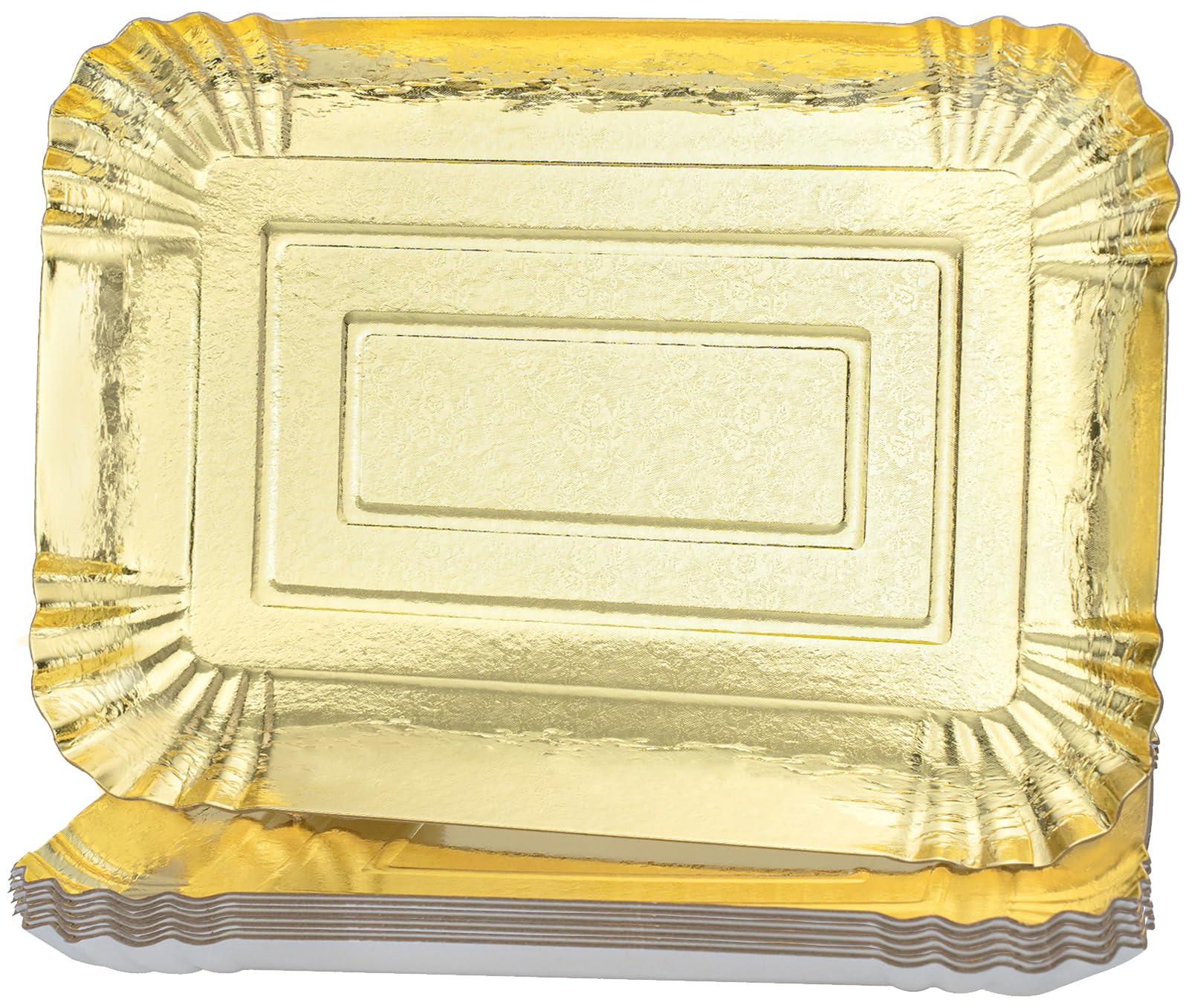 10 Pcs Gold Rectangle Trays, Heavy Duty Disposable Paper Cardboard For Platters, For Elegant Dessert Table Serving Parties, Cupc