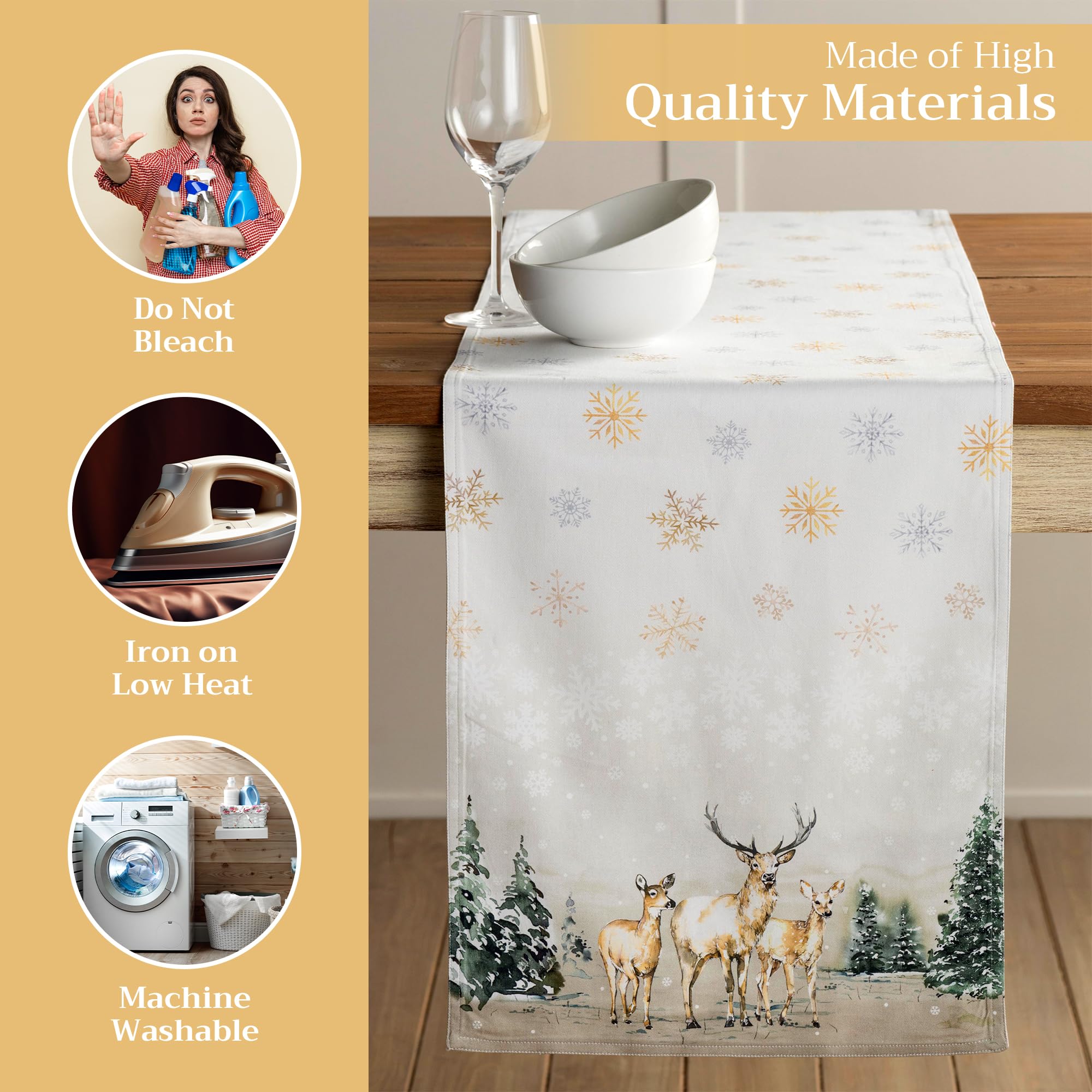 Maison D Hermine 100 Cotton Table Runner Deer In The Woods Tabletop Cover Great For Family Dinners Kitchen Dining Parties Weddin