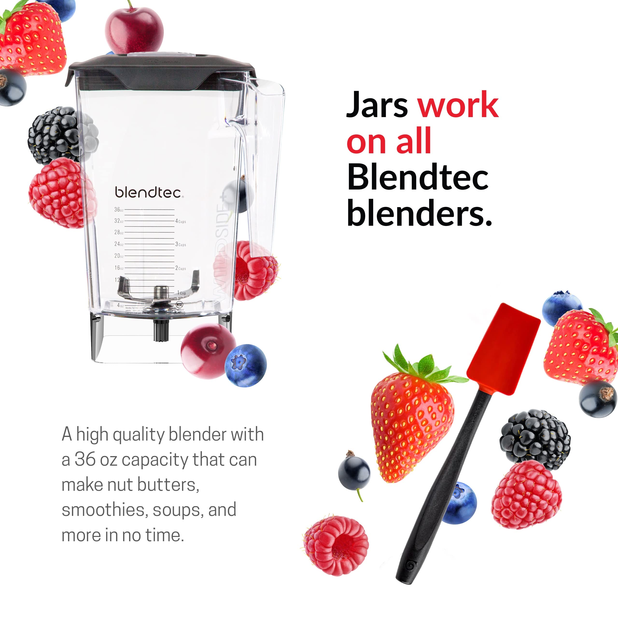 Blendtec Classic 575 Blender, 90 Oz Wildside+ Jar, And Spoonula Spatula - Kitchen Blender Bundle - Black
