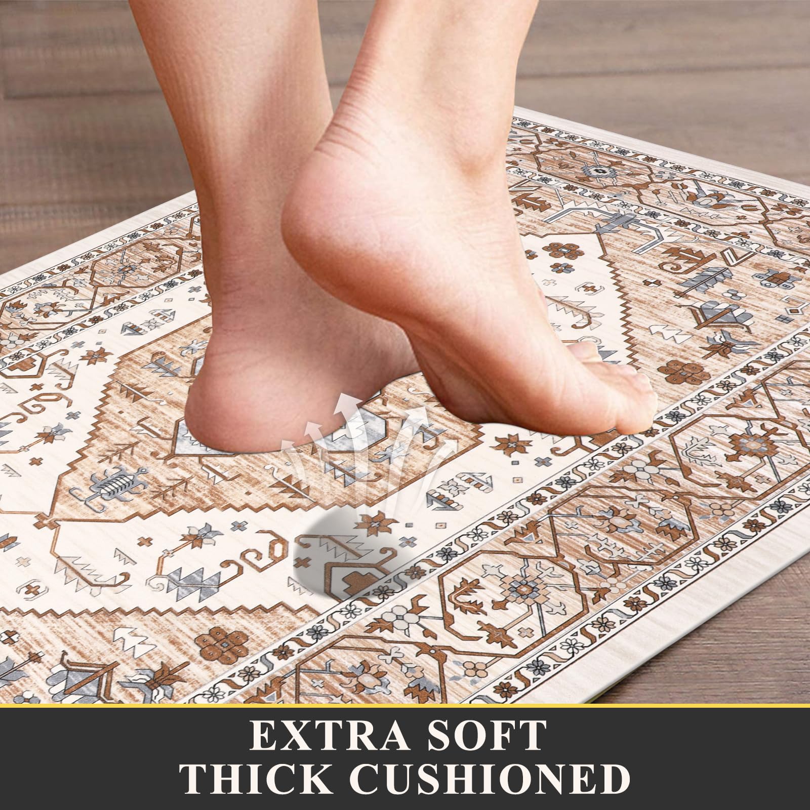 Pauwer Anti Fatigue Kitchen Mats For Floor 2 Piece Set, Cushioned Memory Foam Kitchen Rug, Non Slip Kitchen Runner Rug Carpet, W