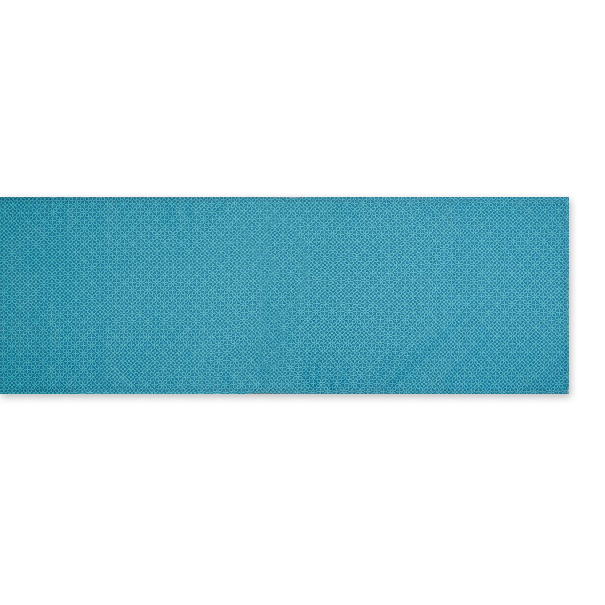 STORM BLUE TONAL LATTICE PRINT OUTDOOR TABLE RUNNER 14x72