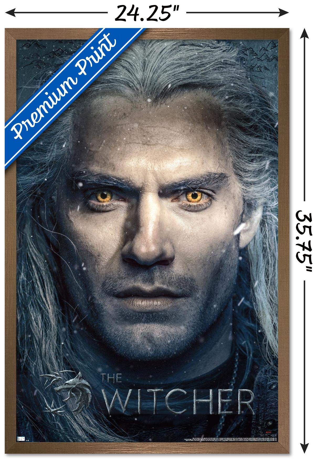 Trends International Netflix The Witcher - Closeup Wall Poster, 22.375'' X 34'', Bronze Framed Version