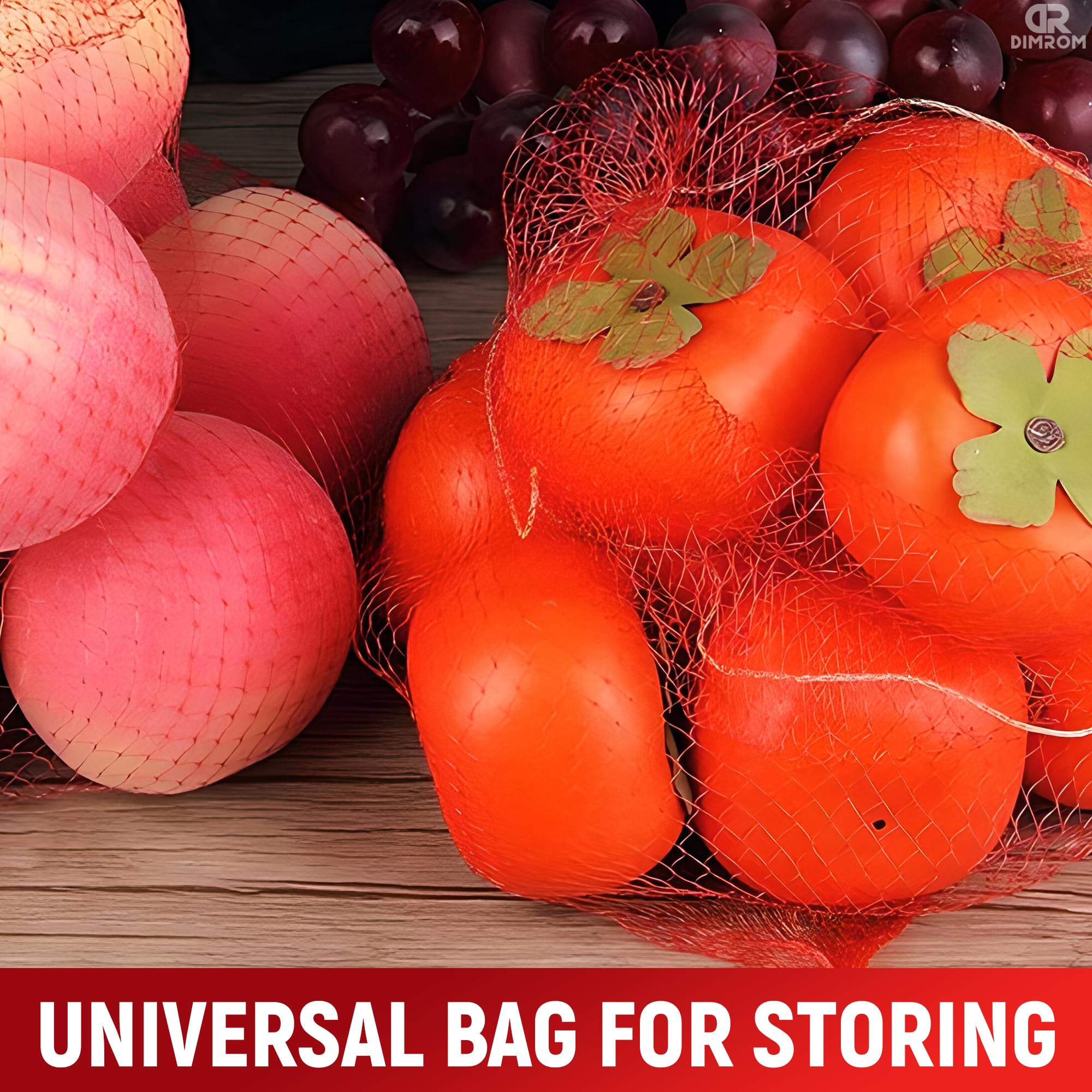 100 Pieces Reusable Nylon Mesh Net - Fruit And Vegetable Storage 24''L - Seafood Boil Bags Red Mesh Net Bag Small Netting For Pr