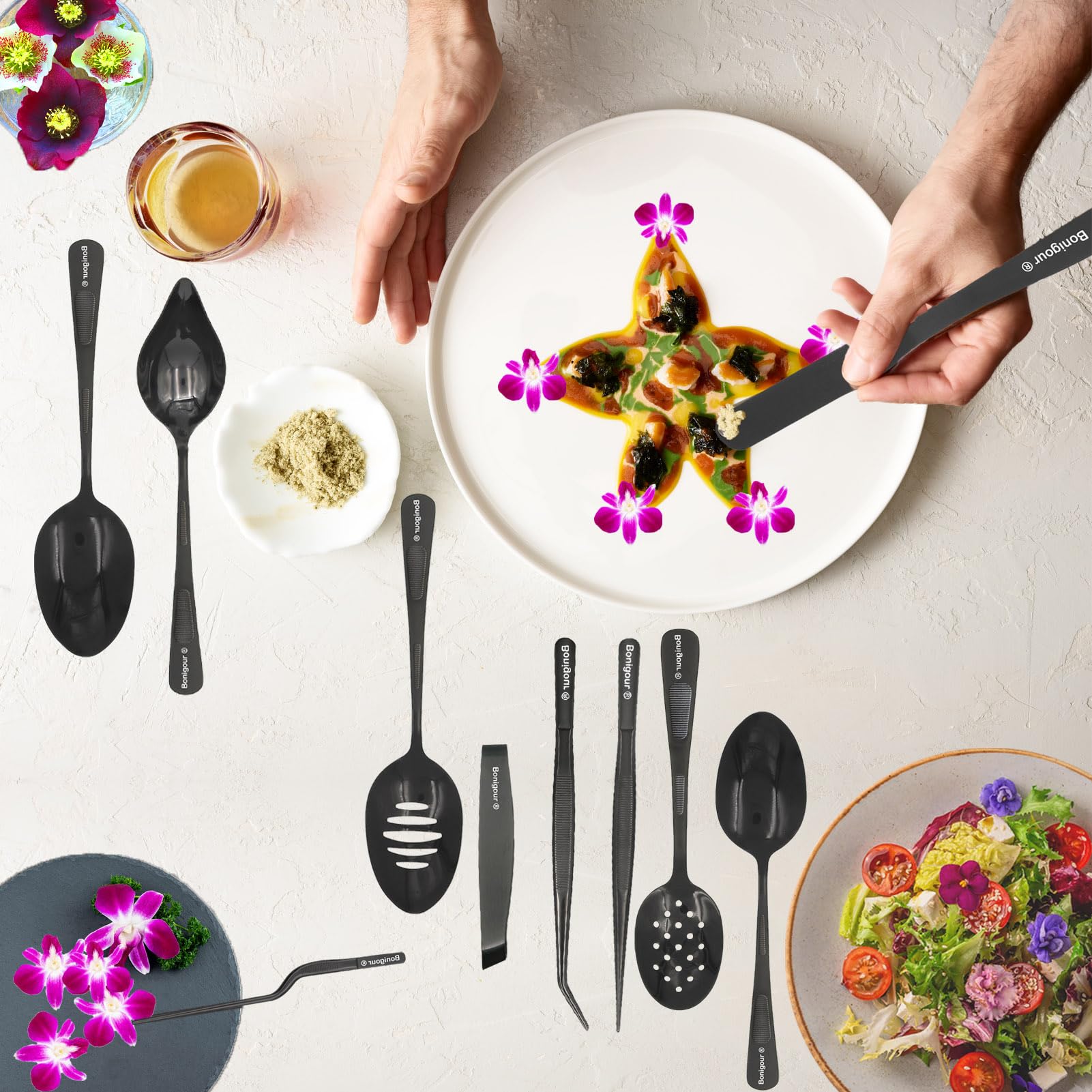 Bonigour | Plating Tools Culinary Set | 11 Piece Professional Chef Plating Tools Pro Kit | Kitchen Plating Utensils | Modernist