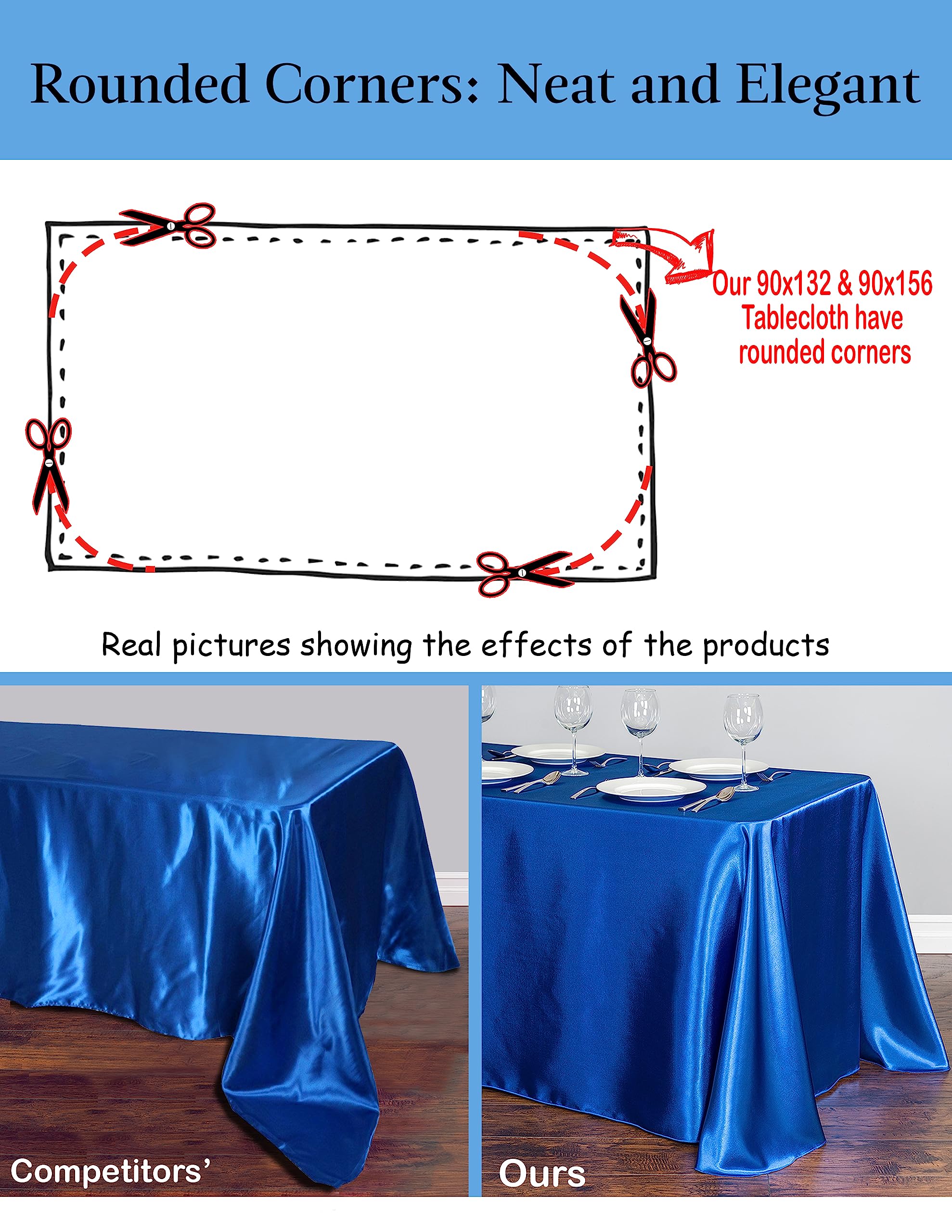 Ltc Linens Bulk 10-Pack Rectangular Tablecloths 90 In X 156 In With Rounded Corners - Orange Table Covers For 8 Ft Table Floor-L