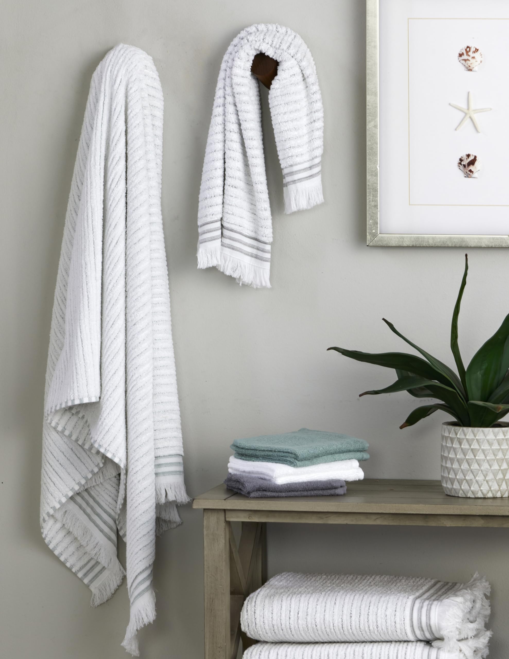 Skl Home Subtle Stripe Bath Towel, Sage