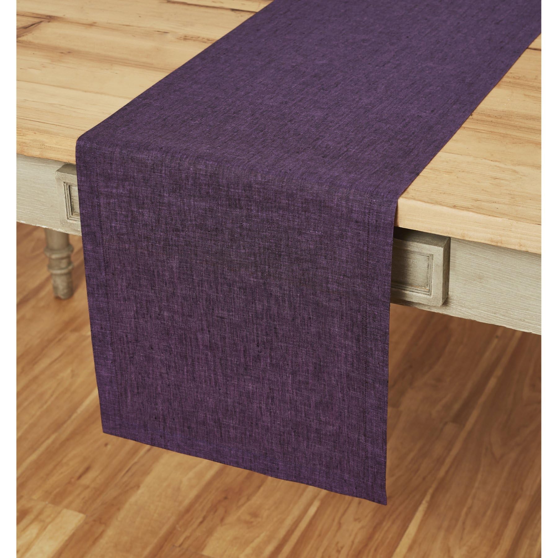 Solino Home Linen Table Runner 72 Inches Long - Athena, 100% Pure Linen Grape Dining Table Runner 14 x 72 Inch for Fall, Autumn,