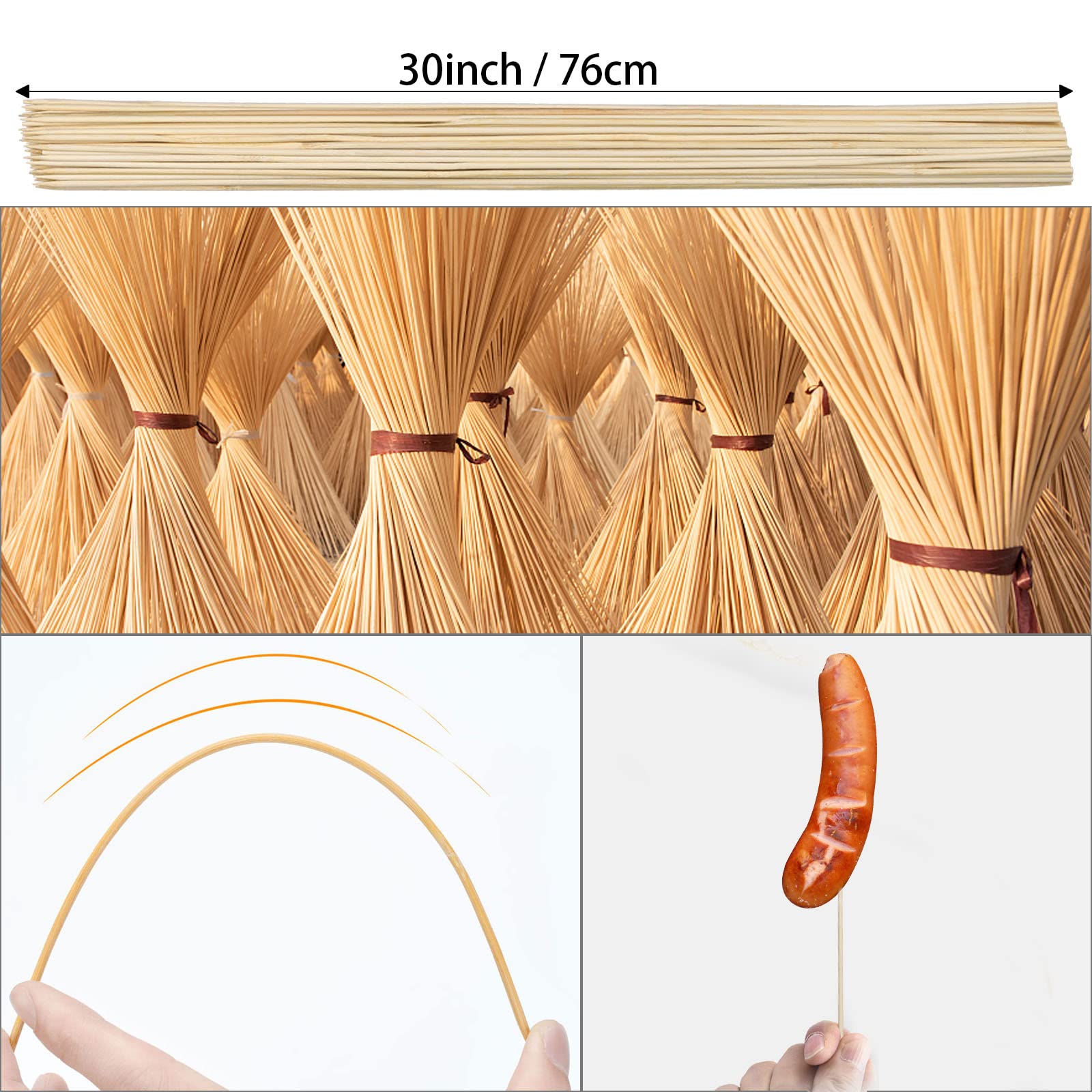 200Pcs Bamboo Marshmallow Roasting Sticks 30 Inch 5Mm Thick Extra Long Bamboo Wooden Skewers Smores Sticks Hot Dog Skewer For Ca