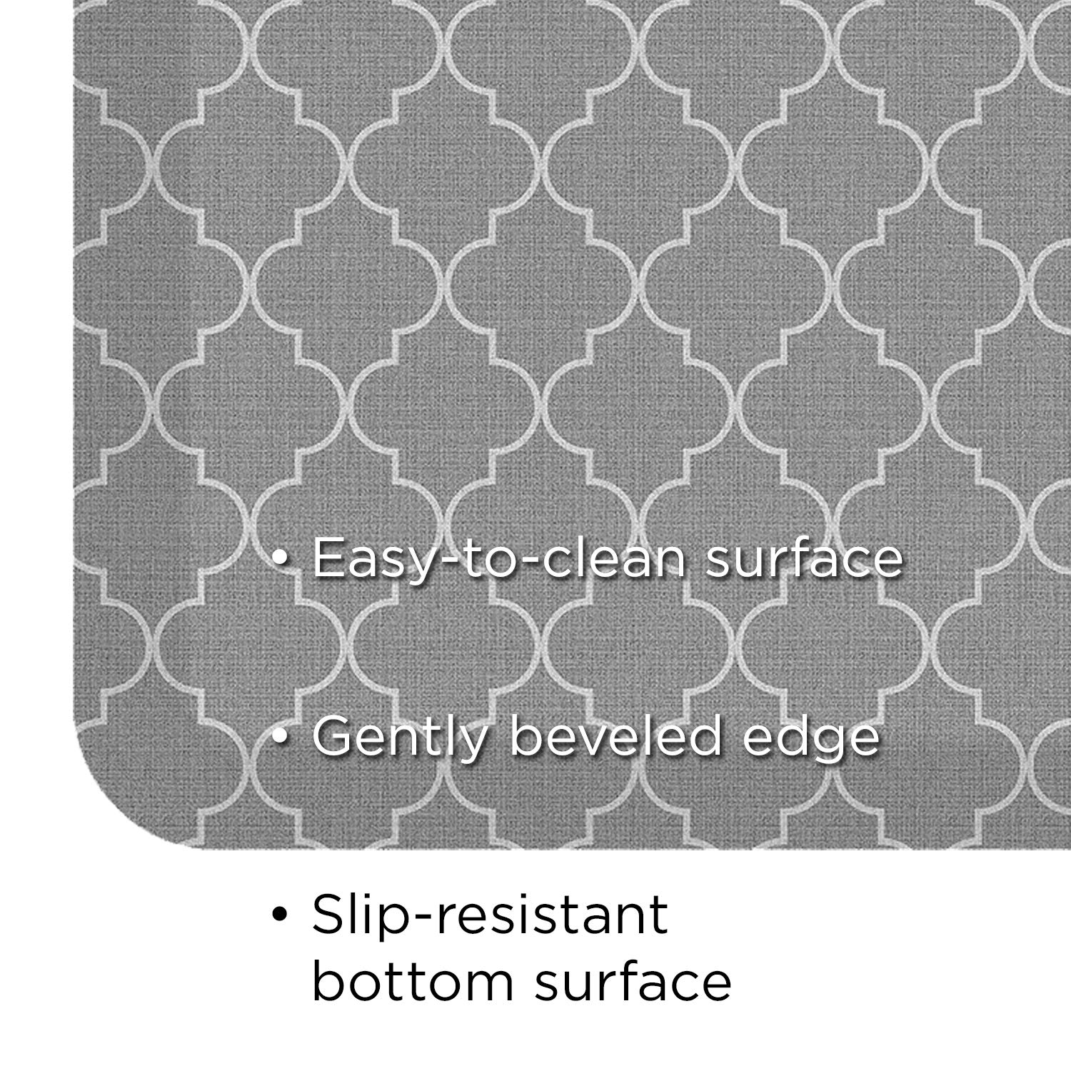 Newlife By Gelpro Anti-Fatigue Designer Comfort Kitchen Floor Mat, 20X32   , Trellis Grey Resistant Surface With 3/4    Thick Er