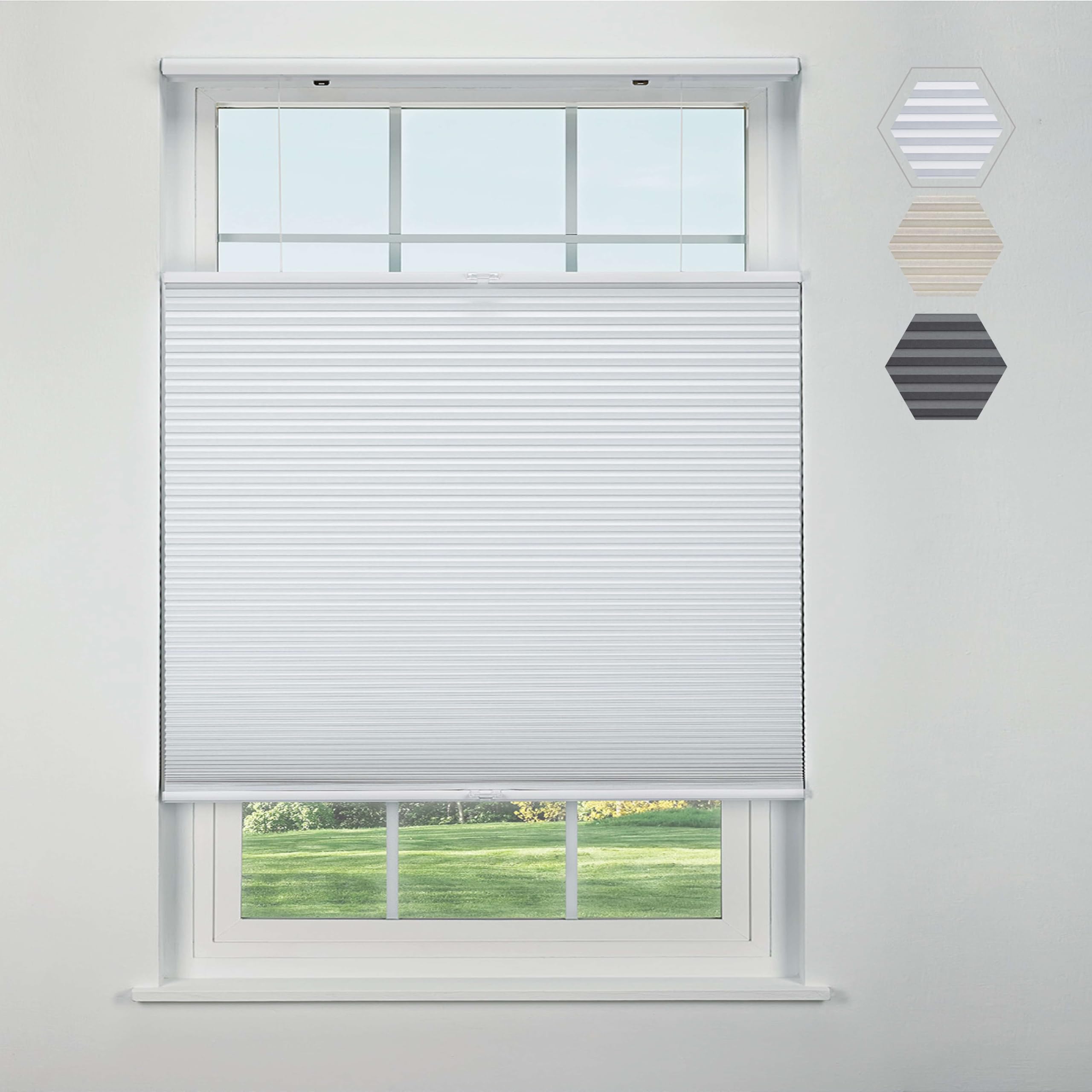 Linen Avenue Cordless Top Down Bottom Up Blackout Cellular Shade 27 1/2 W x 48 H, White